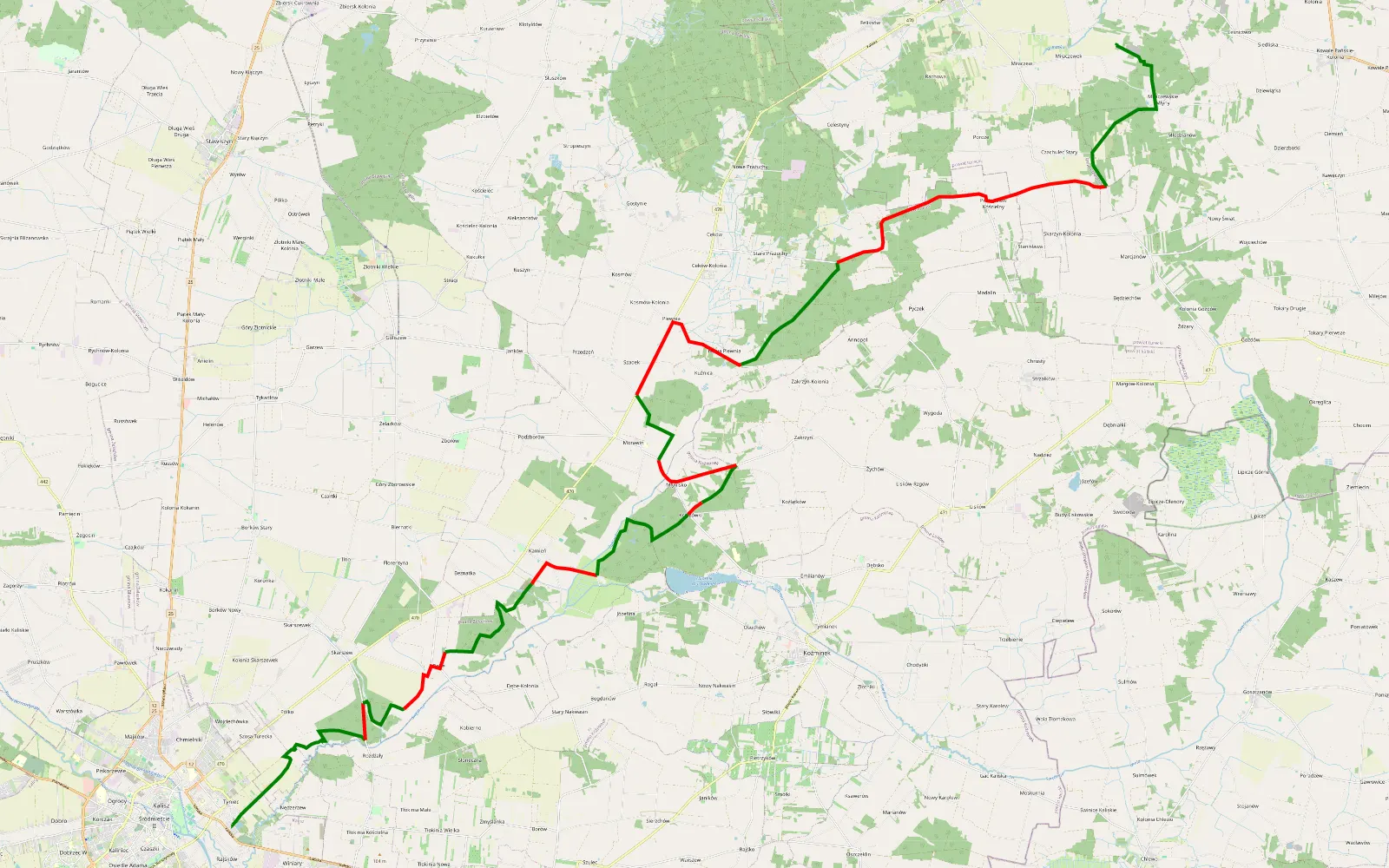 Mapa trasy Map - February 16, 2022 5:37 PM - 47.4 km trasy offroad, Powiat Kaliski