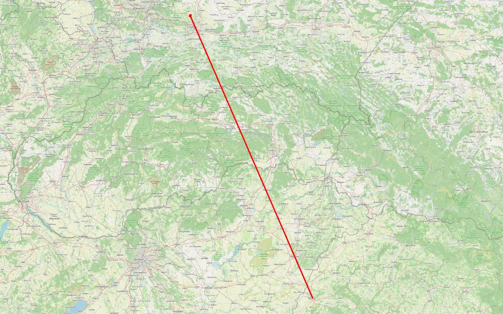 Map of T — 380.9 km offroad trail, District of Kežmarok