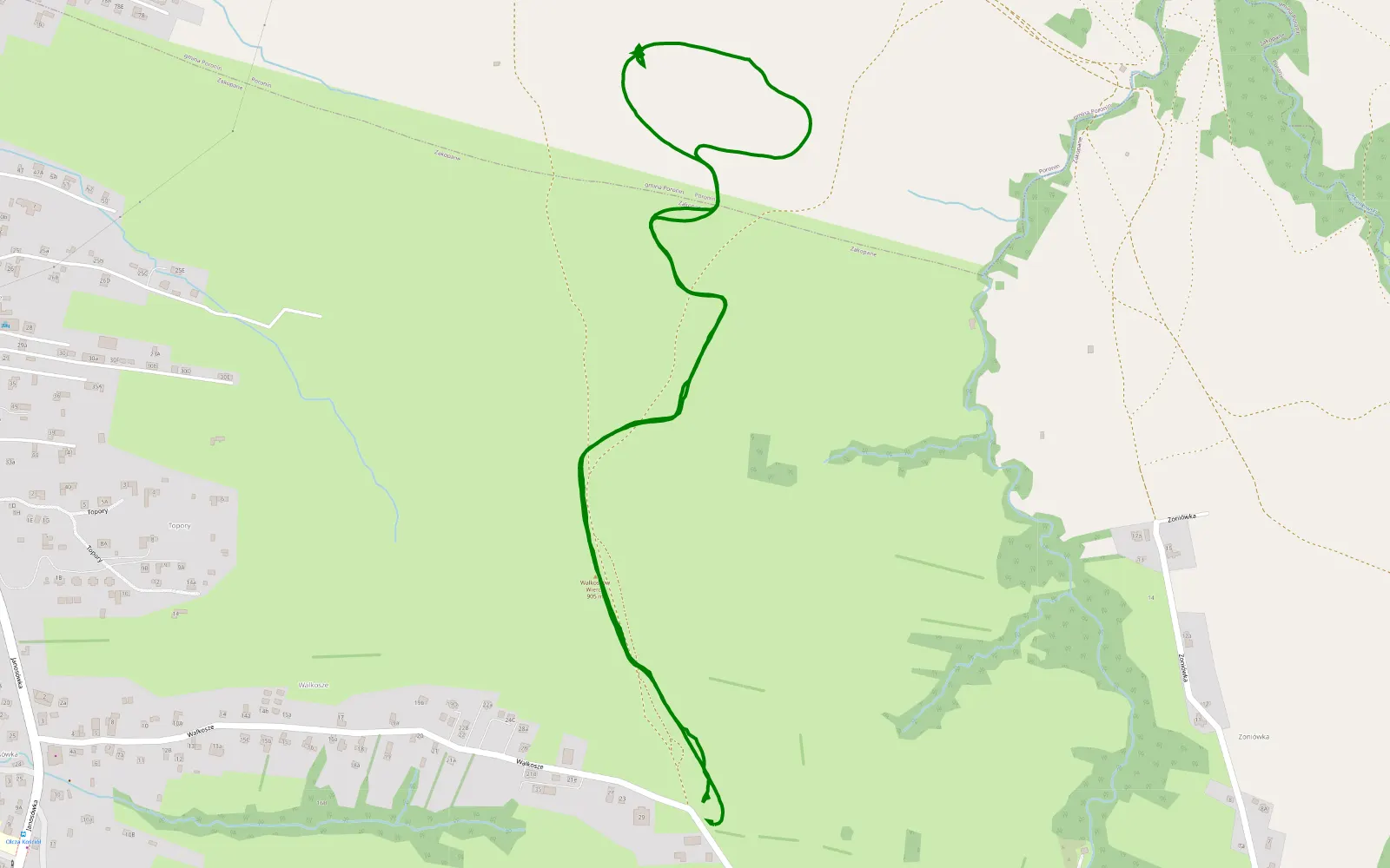 Map of Olcza - 3.2 km offroad trail, Tatra County