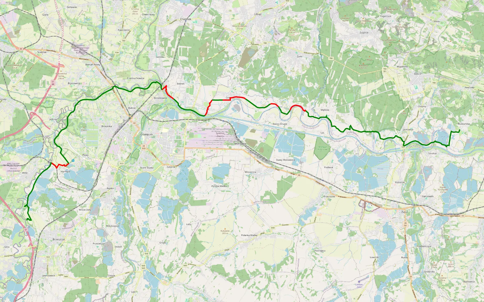 Map of WISŁA PLAN - 35.6 km offroad trail, Oświęcim County