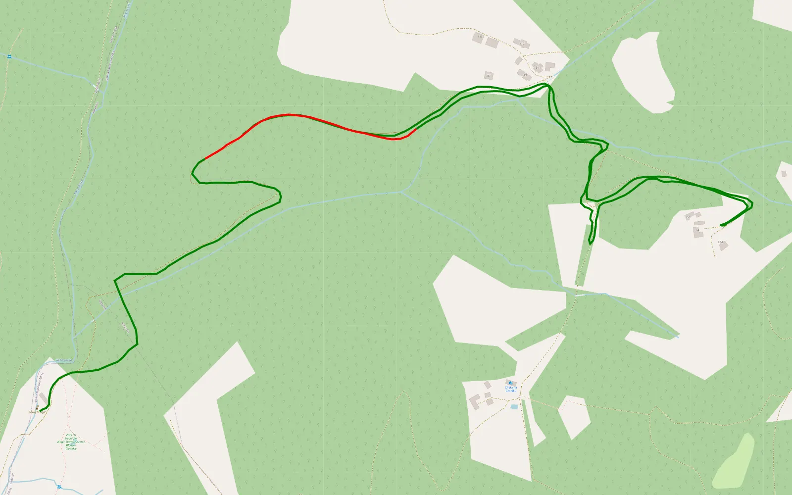 Map of Głębokie - 2.5 km offroad trail, Nowy Sącz County