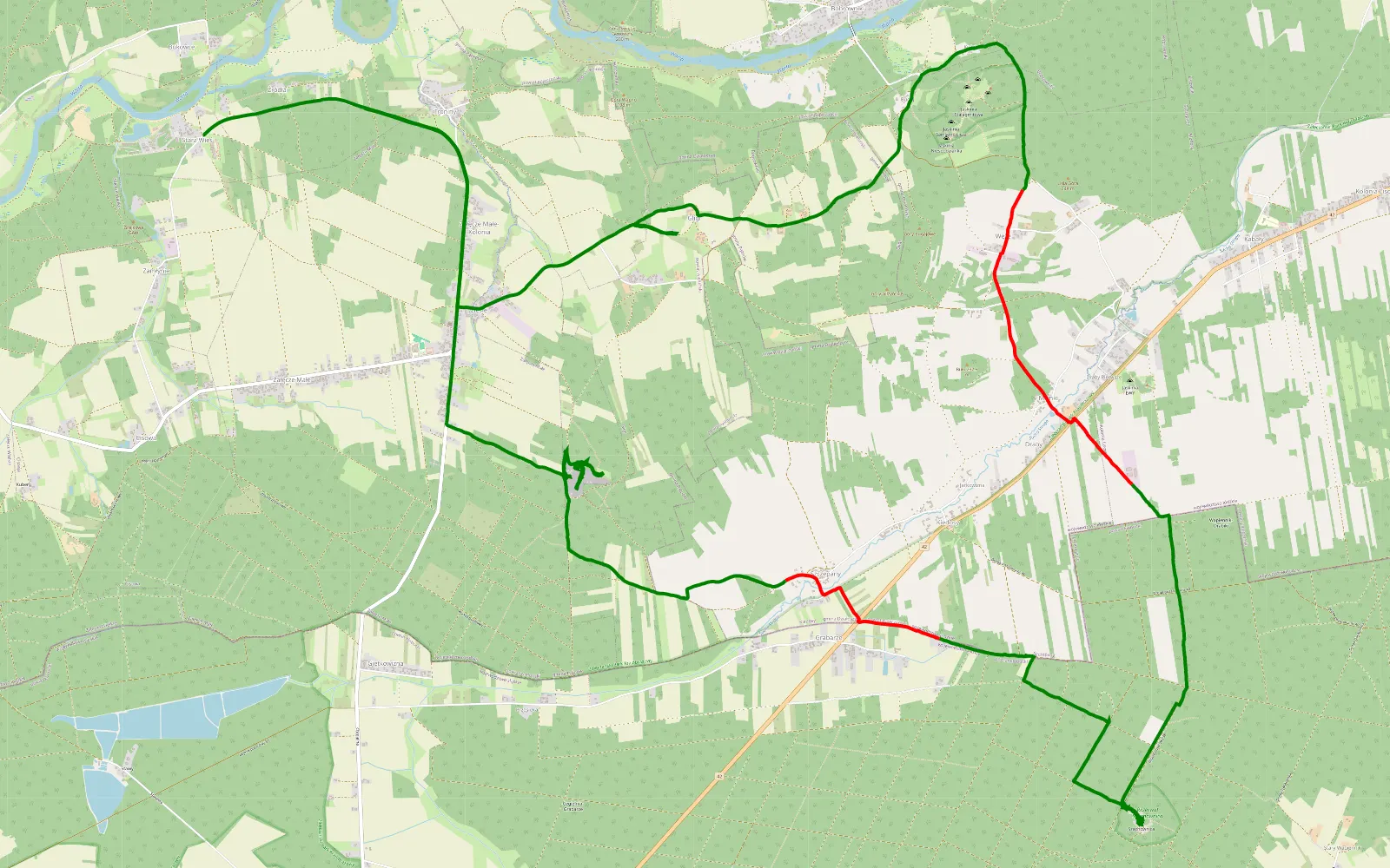Map of Cieśle - Bukowce - 20.5 km offroad trail, Wieluń County