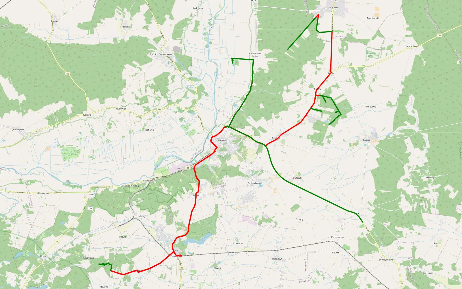 Map of Rajd 1 teremania - 62.6 km offroad trail, Czarnków-Trzcianka County