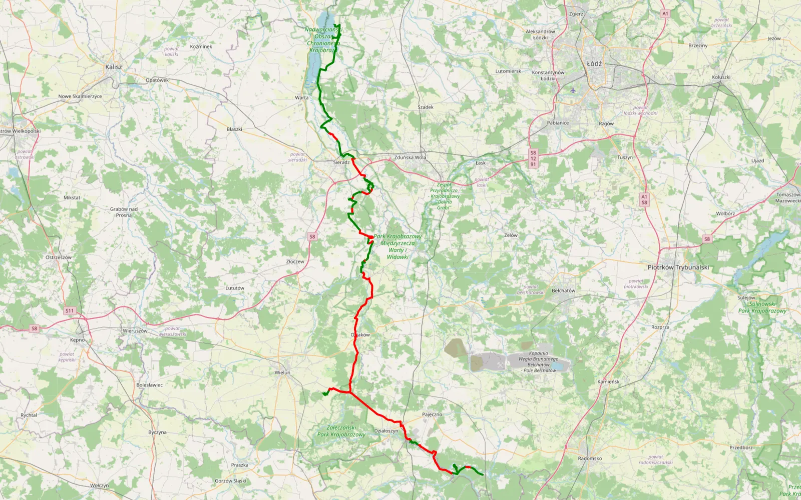 Map of Gojść - Pęczniew dzień dziecka - 143 km offroad trail, Sieradz County
