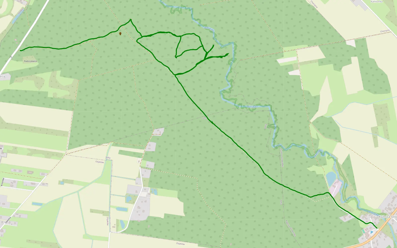 Mapa trasy Walków - Kuźnica Strobińska - 5.7 km trasy offroad, Powiat Wieluński