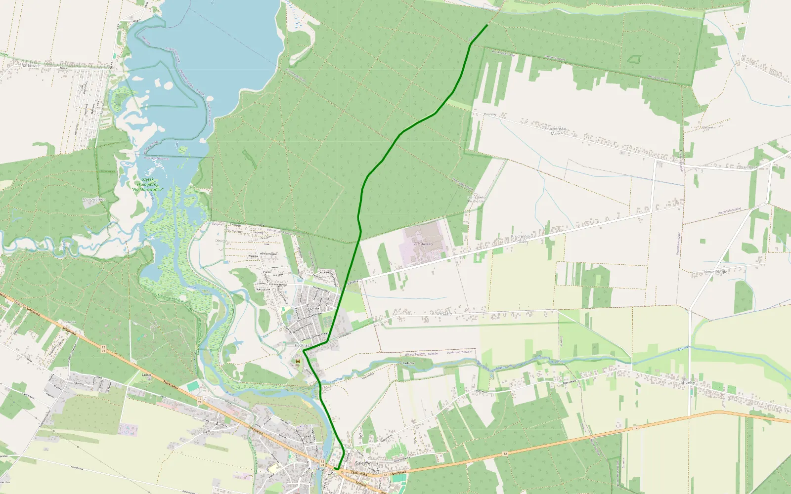 Mapa trasy Prucheńsko - Sulejów - 3 km trasy offroad, Powiat Opoczyński