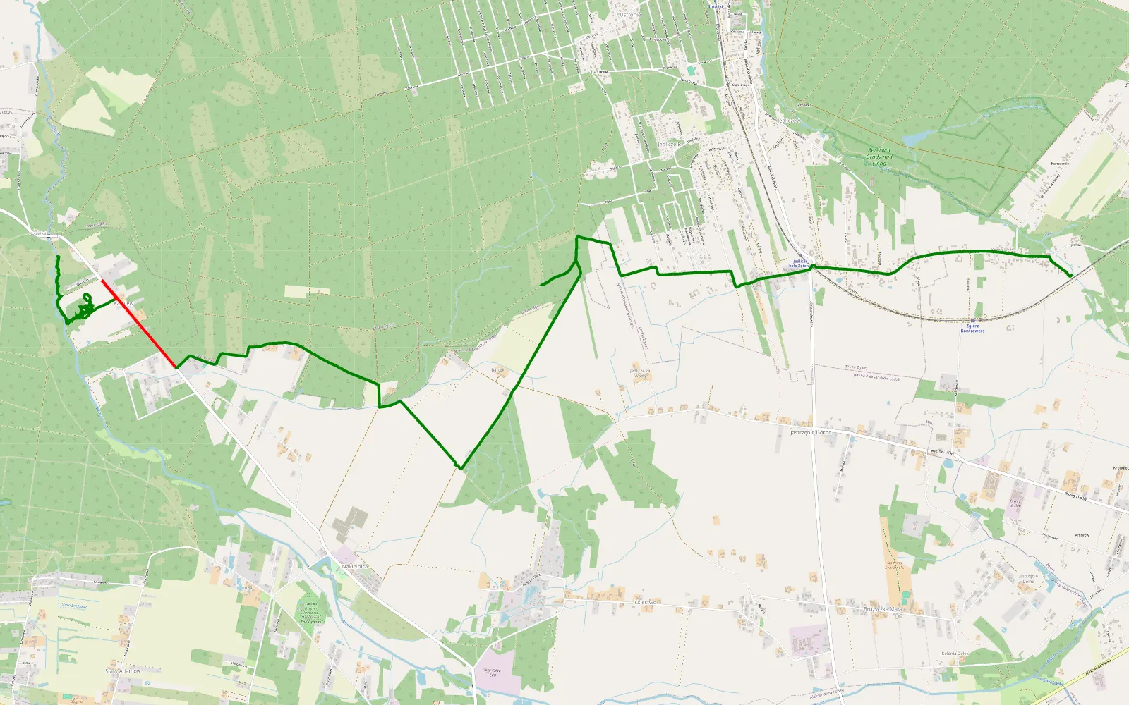 Map of Kontrowers - Karolew - 10.8 km offroad trail, Zgierz County