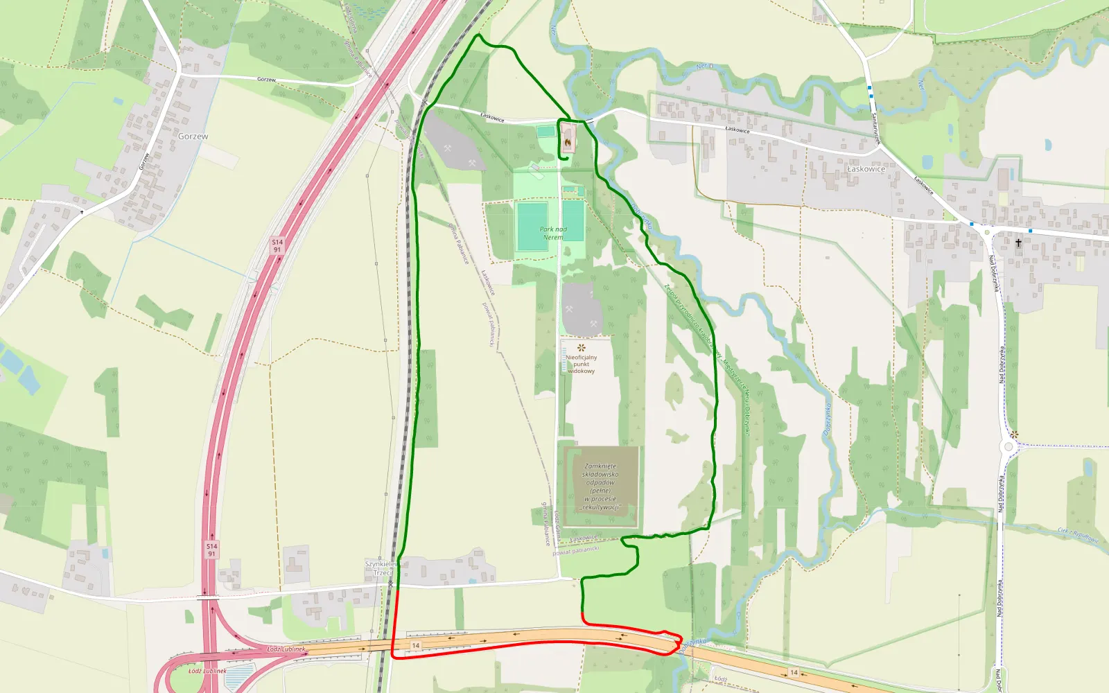 Mapa trasy Łaskowice 08.01.2022 - 4.8 km trasy offroad, Powiat Pabianicki