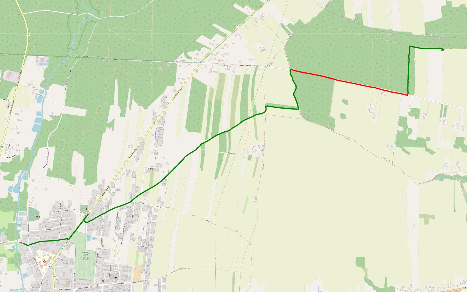 Map of Brzeziny - Rozworzyn - 4.6 km offroad trail, Brzeziny County