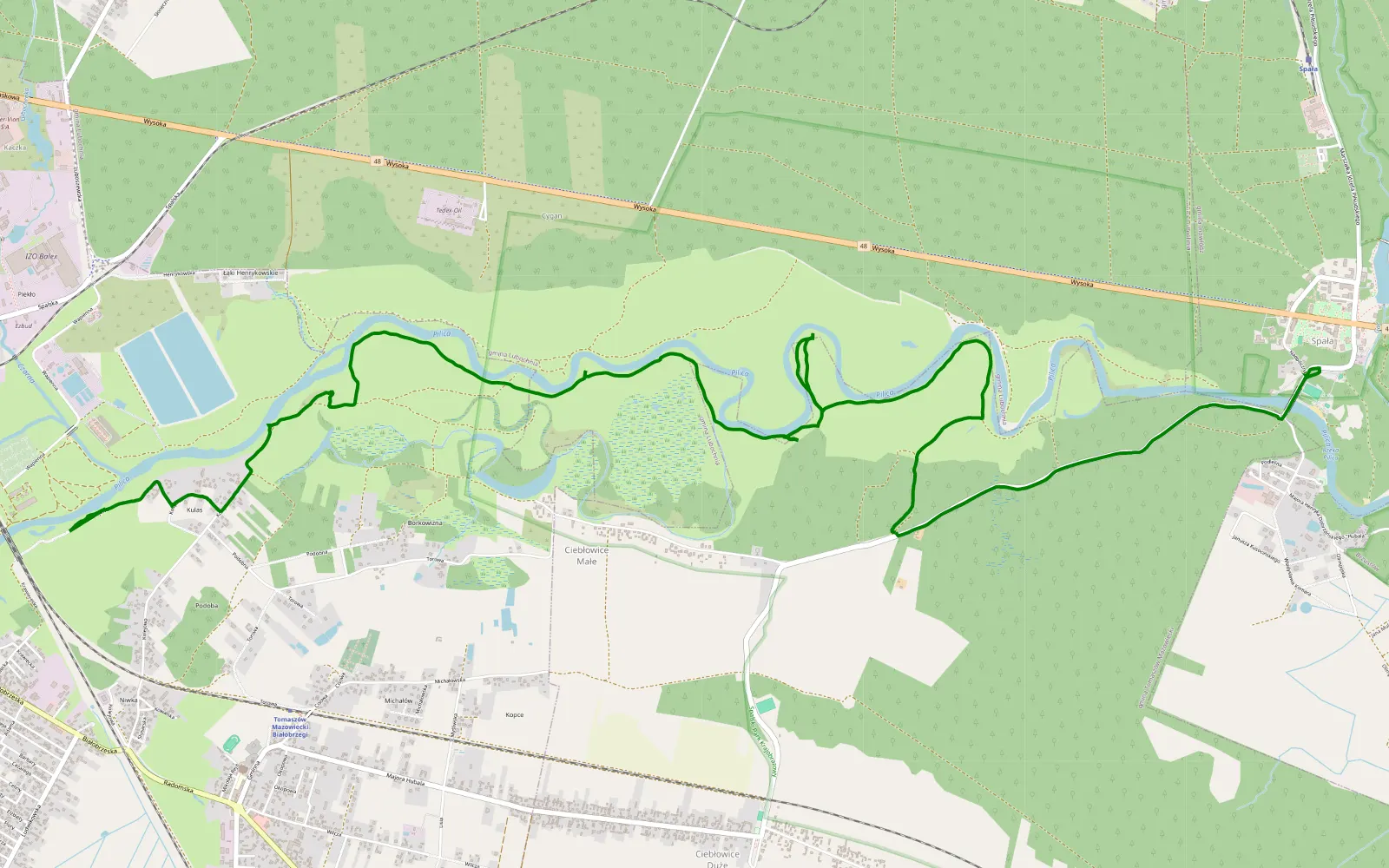 Mapa trasy Niwka - 8.2 km trasy offroad, Powiat Tomaszowski