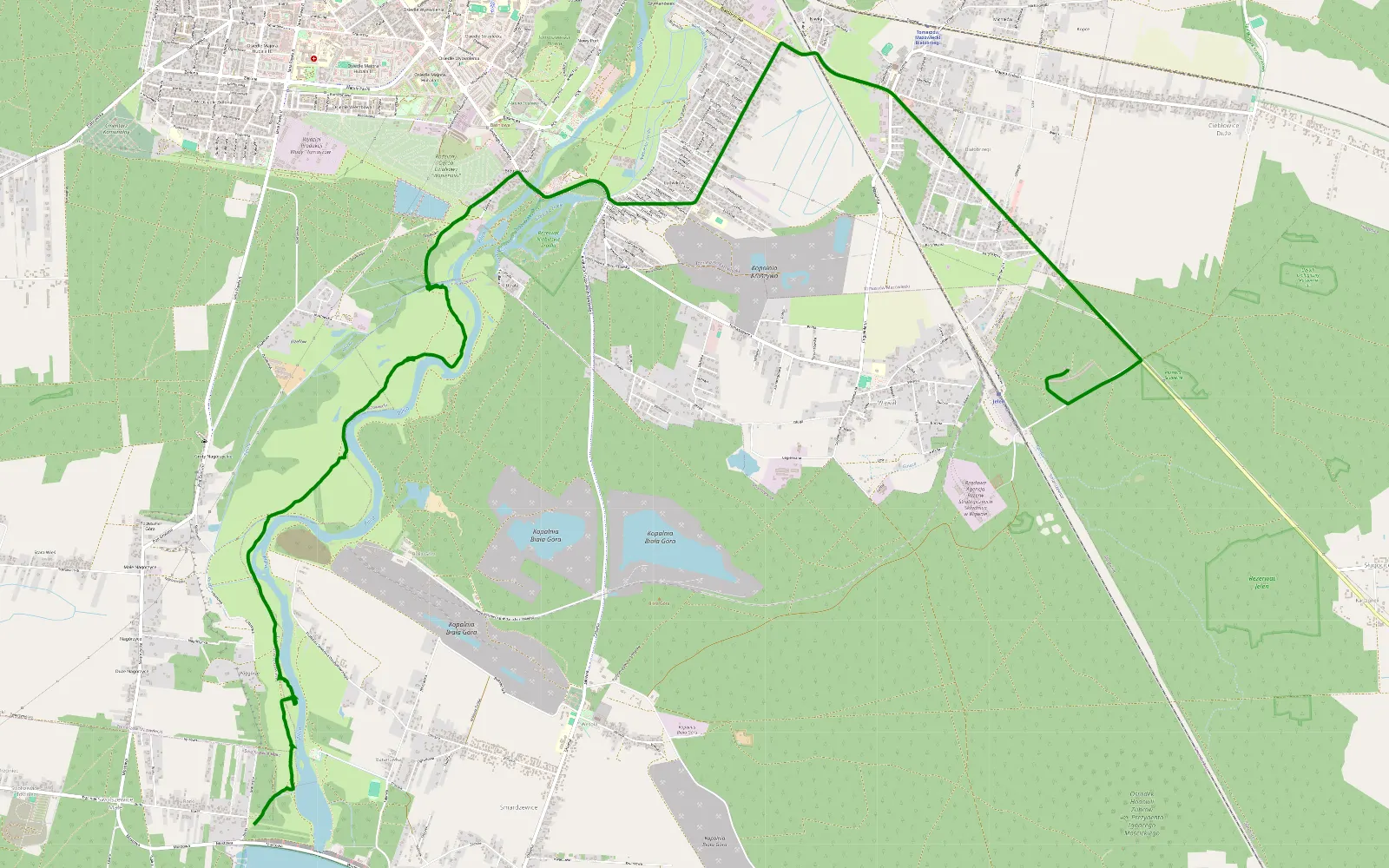 Mapa trasy Pilica - 6.7 km trasy offroad, Powiat Tomaszowski