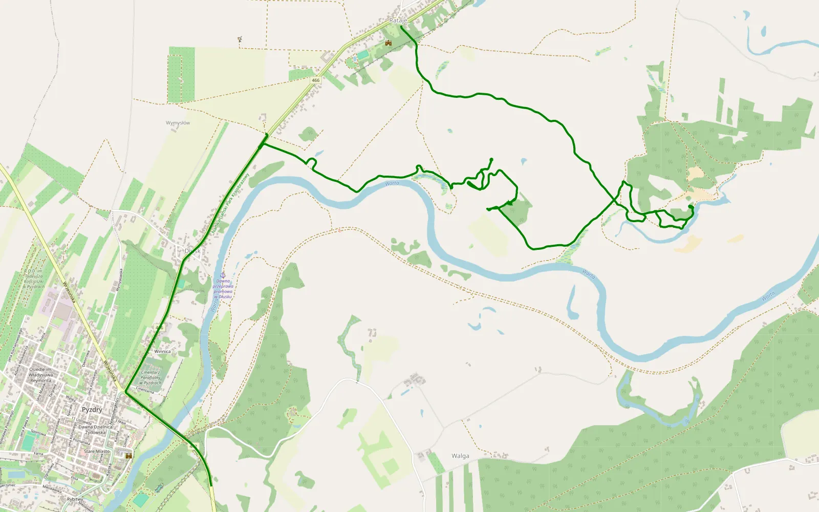 Map of Pyzdry - Rataje - 8.4 km offroad trail, Września County