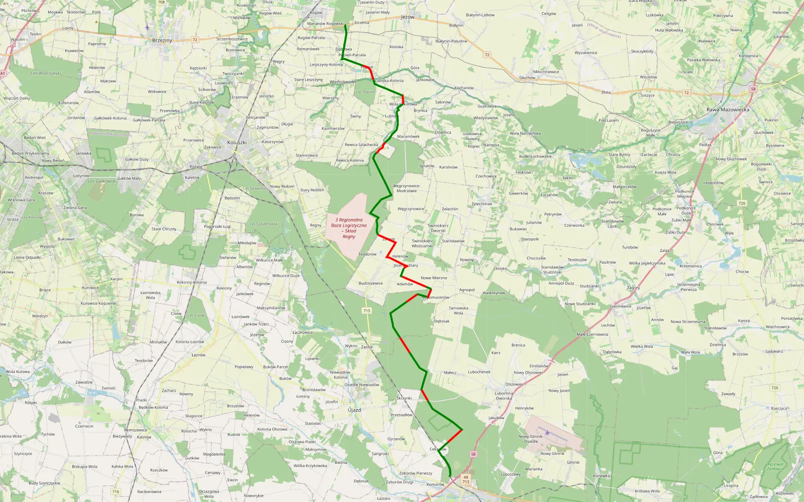 Map of Tm - Rogów - 37.6 km offroad trail, Tomaszów Mazowiecki County