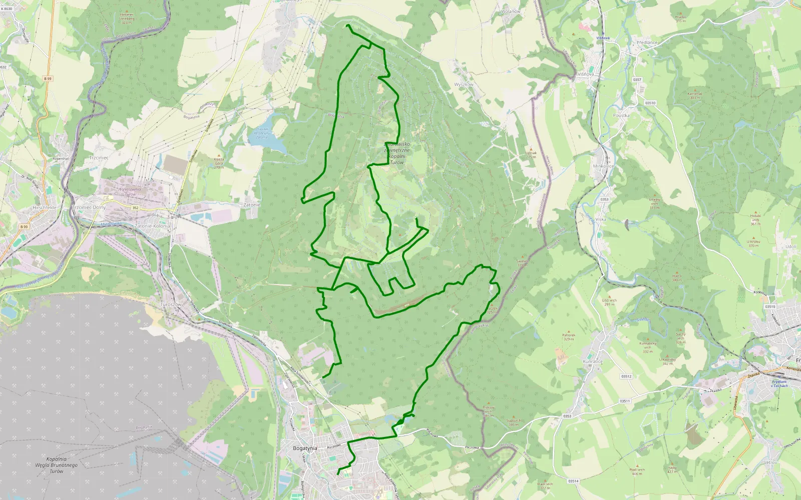 Map of Bogatynia - 29 km offroad trail, Zgorzelec County