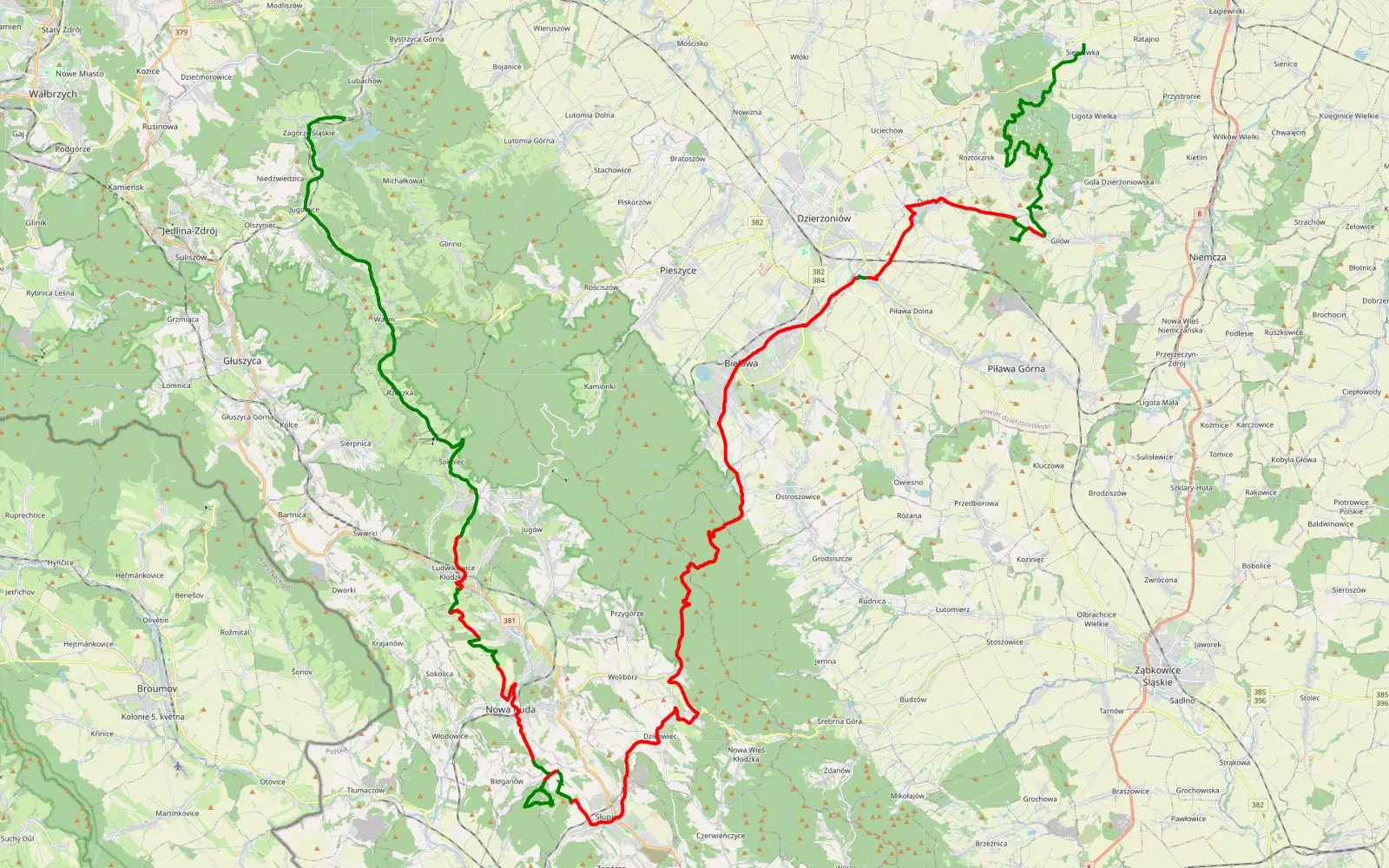 Map of Sieniawka - Myślecin trasa offroad - 73.3 km offroad trail, Dzierżoniów County