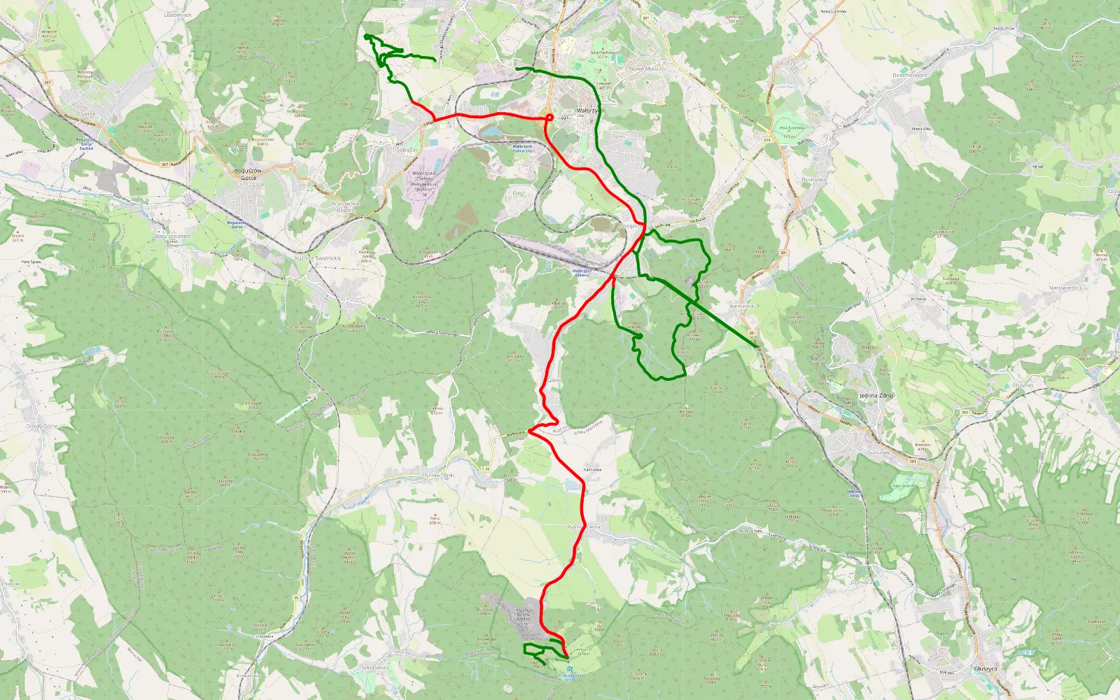 Map of Wałbrzych - 34.3 km offroad trail, Wałbrzych