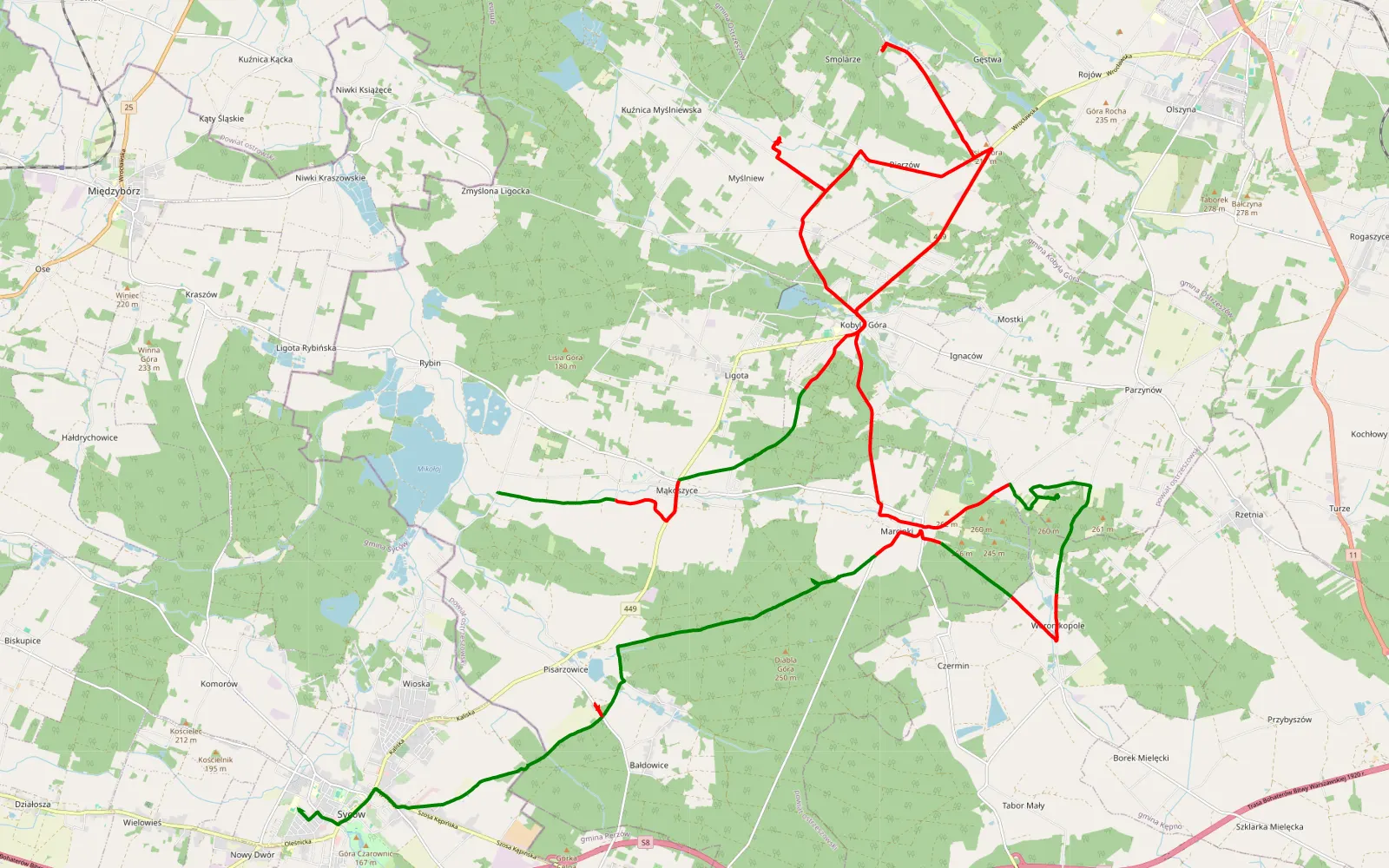 Map of Na najwyższą górę Wielkopolski - 50 km offroad trail, Ostrzeszów County