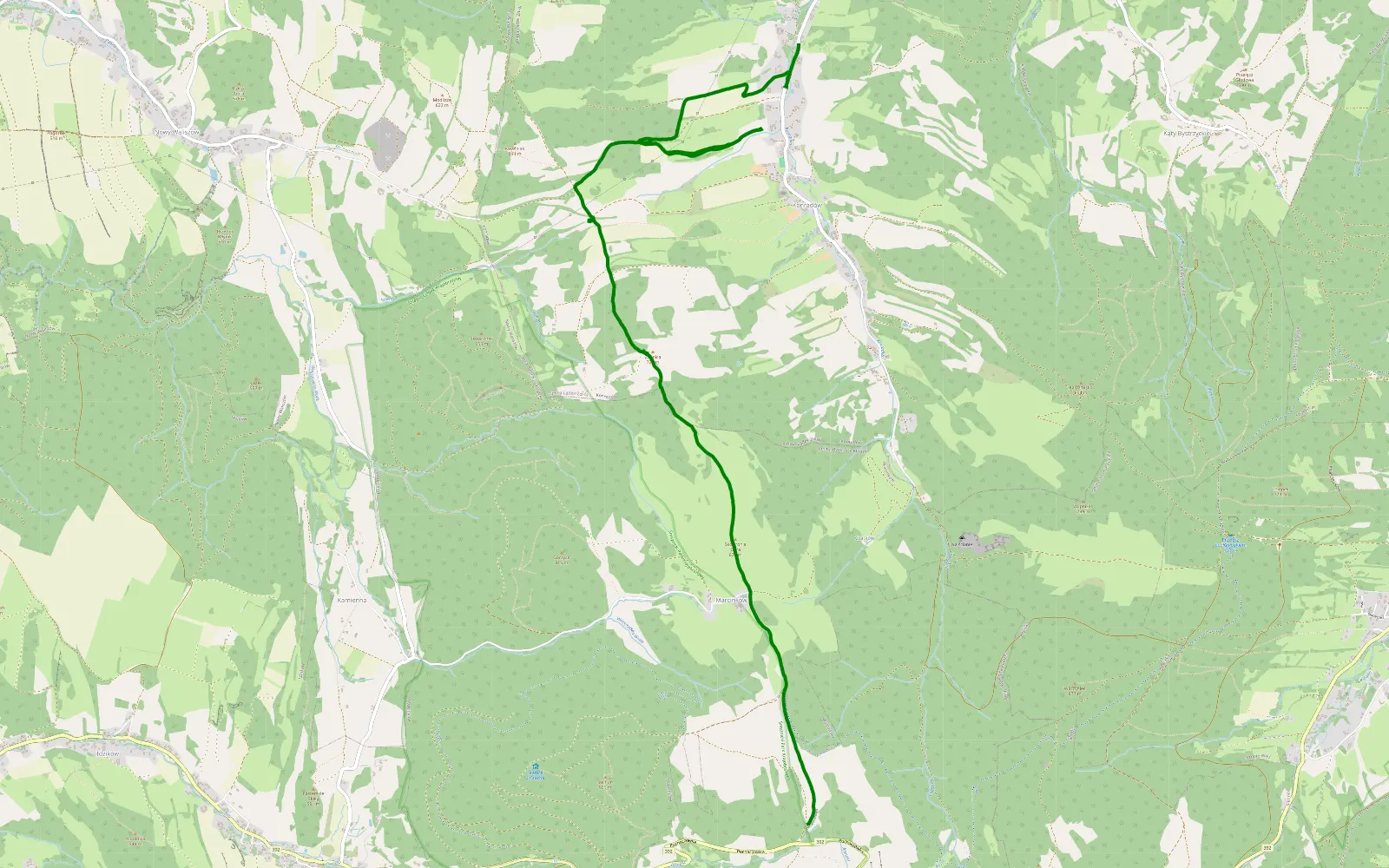Mapa trasy Biała Woda - Konradow - 9.1 km trasy offroad, Powiat Kłodzki