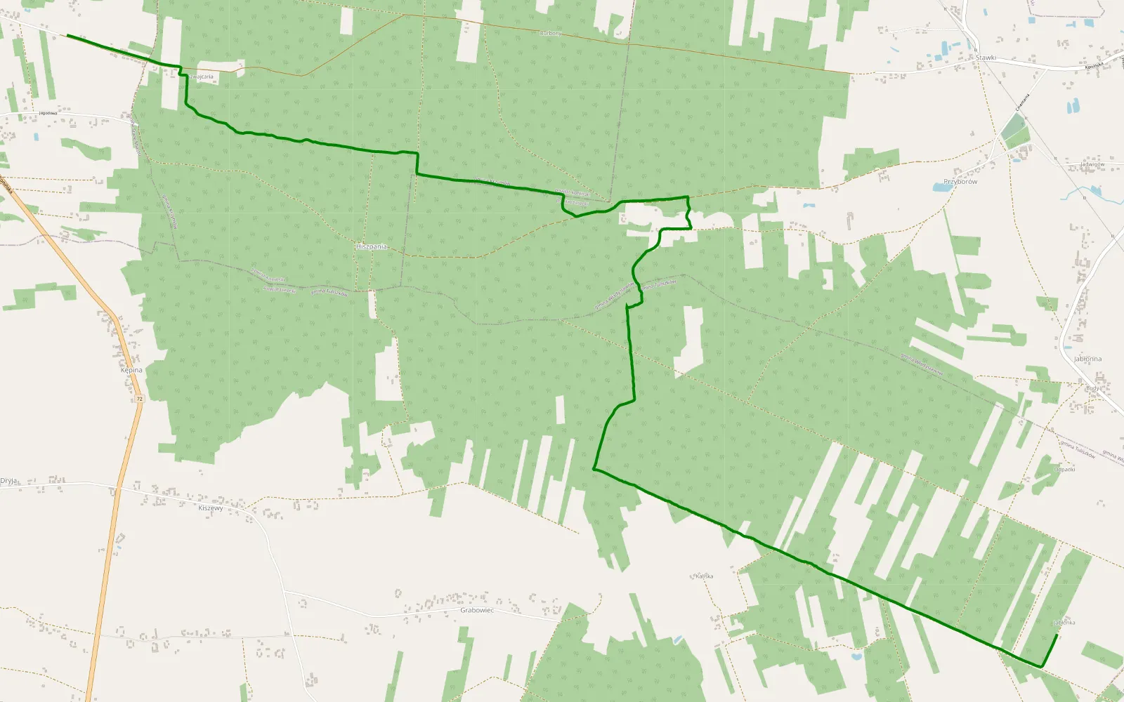 Mapa trasy Tarnowa - Szwajcaria - 9.7 km trasy offroad, Powiat Turecki