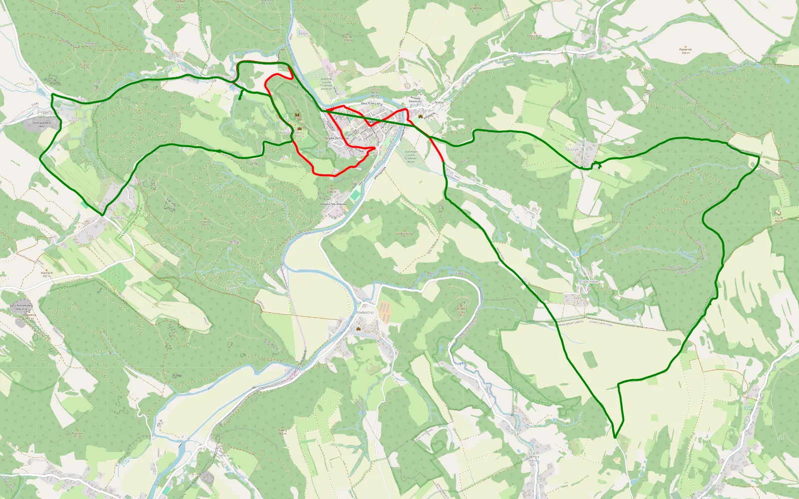Mapa trasy Polen dag 1 Wlen- wlen - 16.3 km trasy offroad, Powiat Lwówecki
