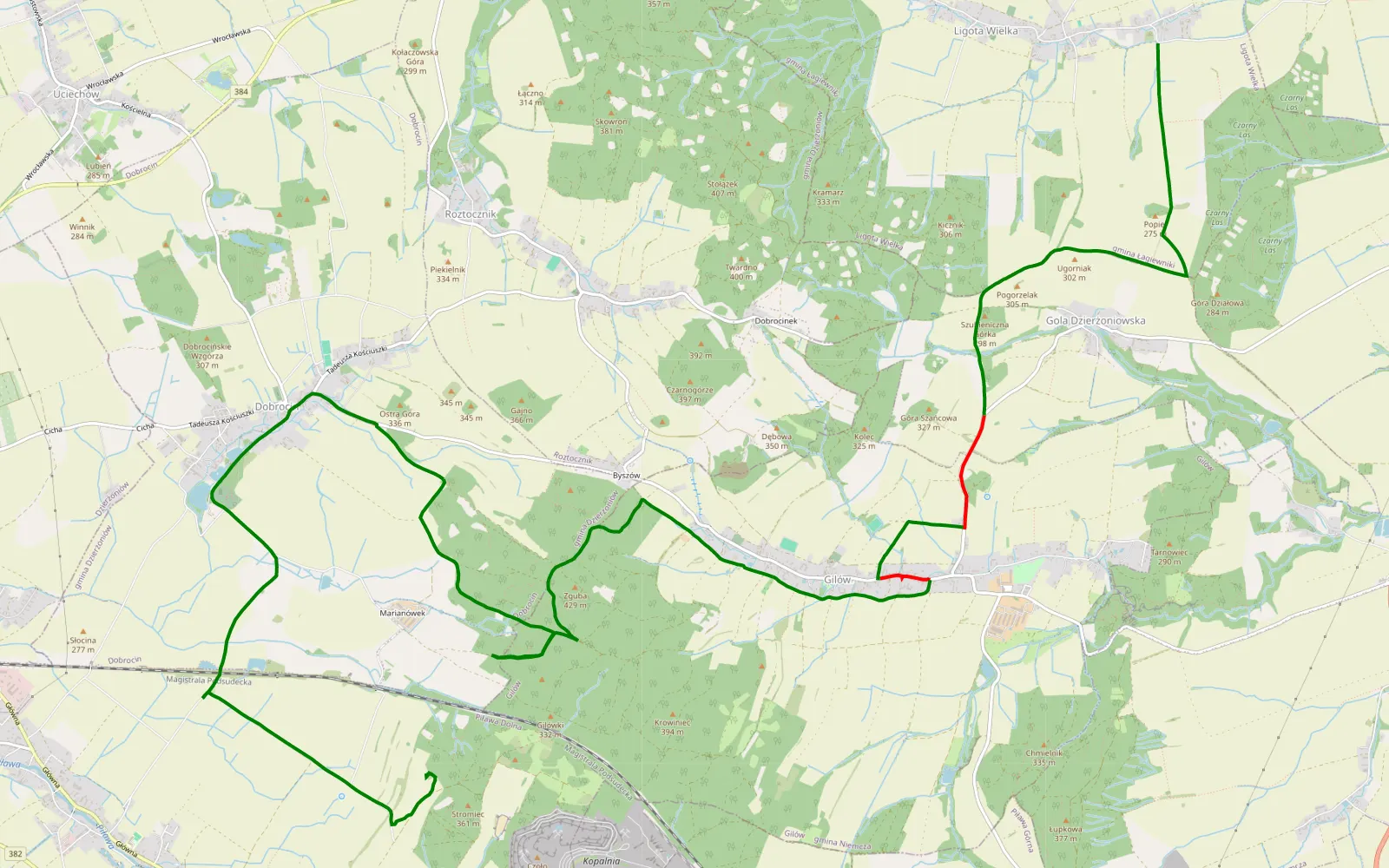 Map of Łagiewniki - ognisko :) - 14.2 km offroad trail, Dzierżoniów County