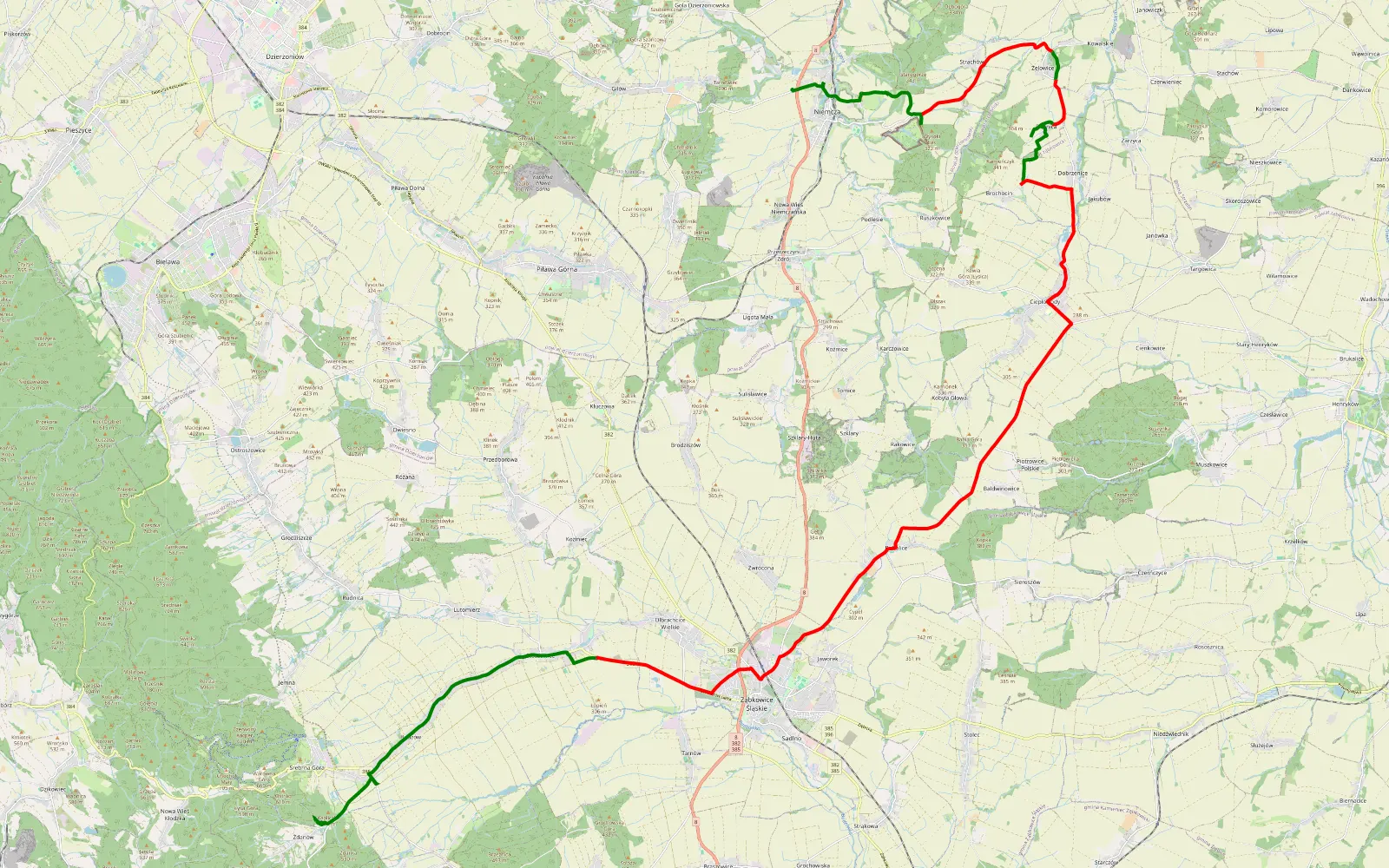 Map of Głównie asfaltem do srebrnej góry - 33.9 km offroad trail, Ząbkowice Śląskie County
