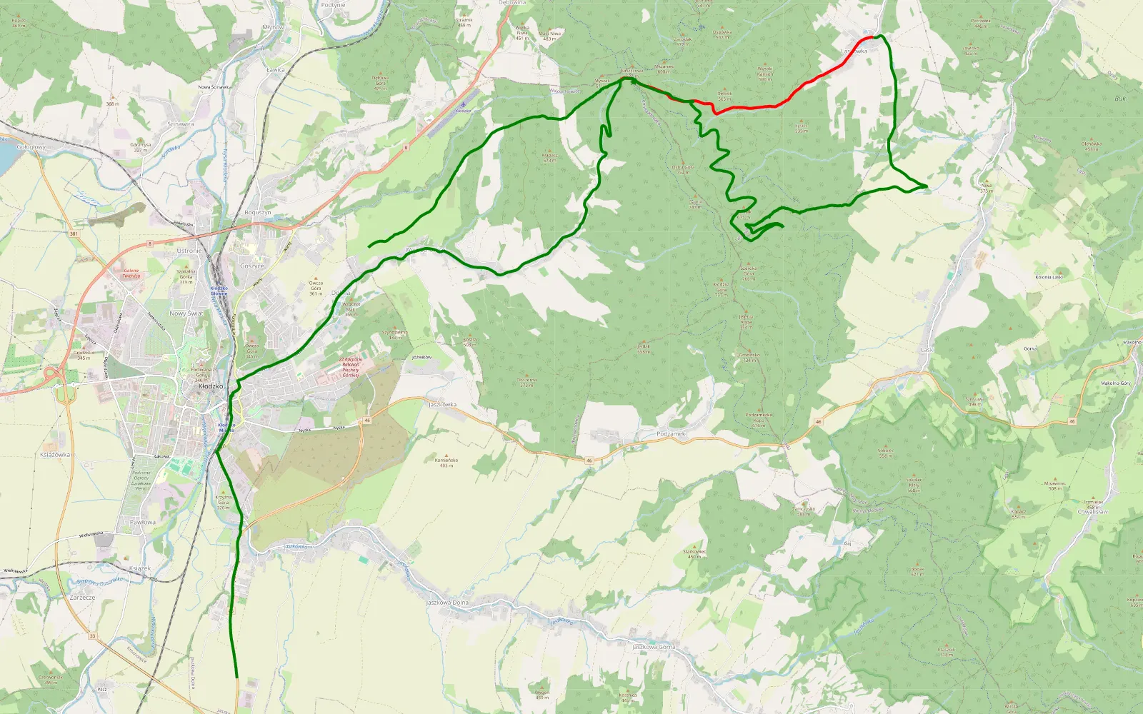 Mapa trasy Boguszyn - Żelazno - 18.4 km trasy offroad, Powiat Ząbkowicki