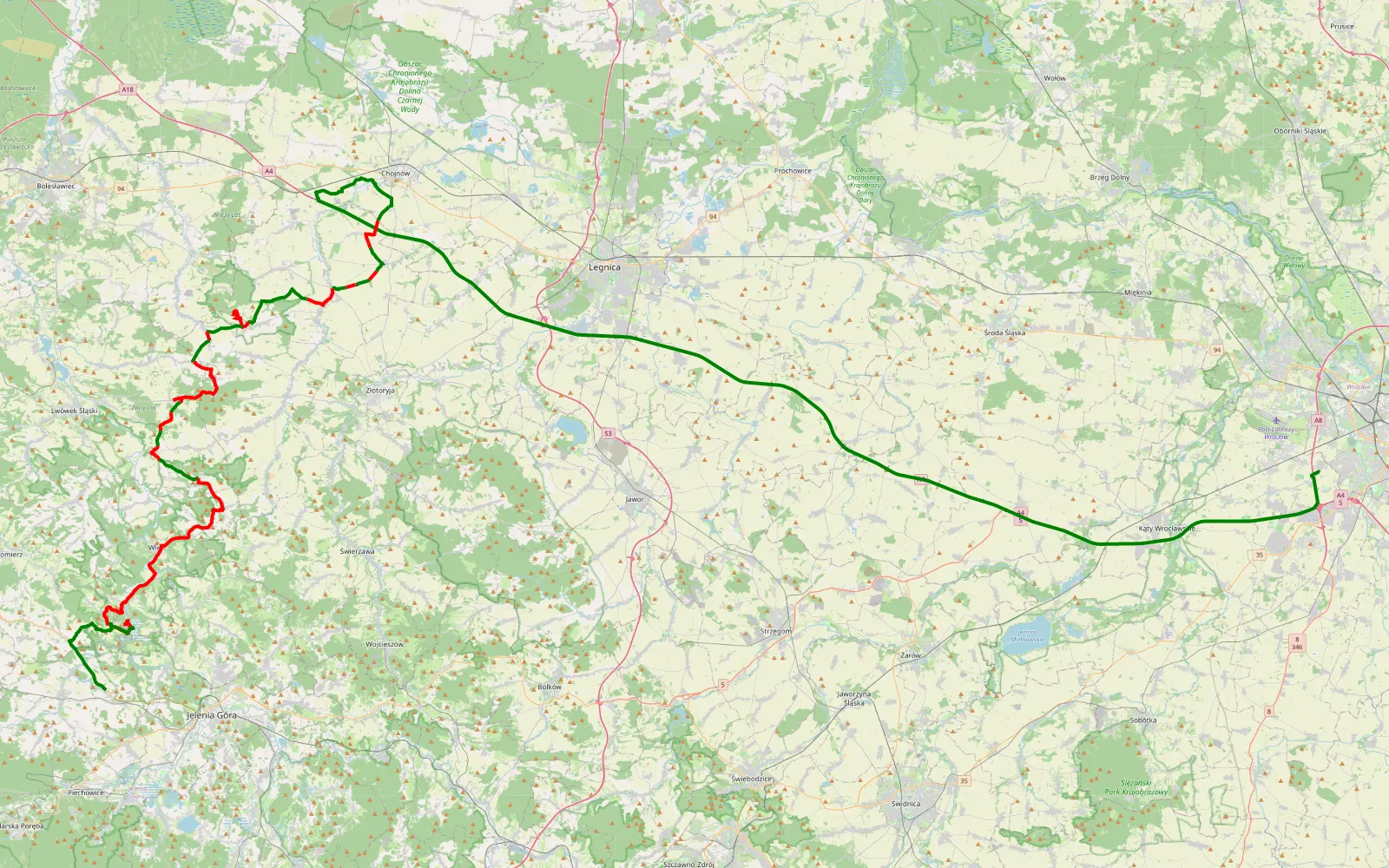 Mapa trasy Zabrodzie - Rybnica - 75.1 km trasy offroad, Powiat Lwówecki