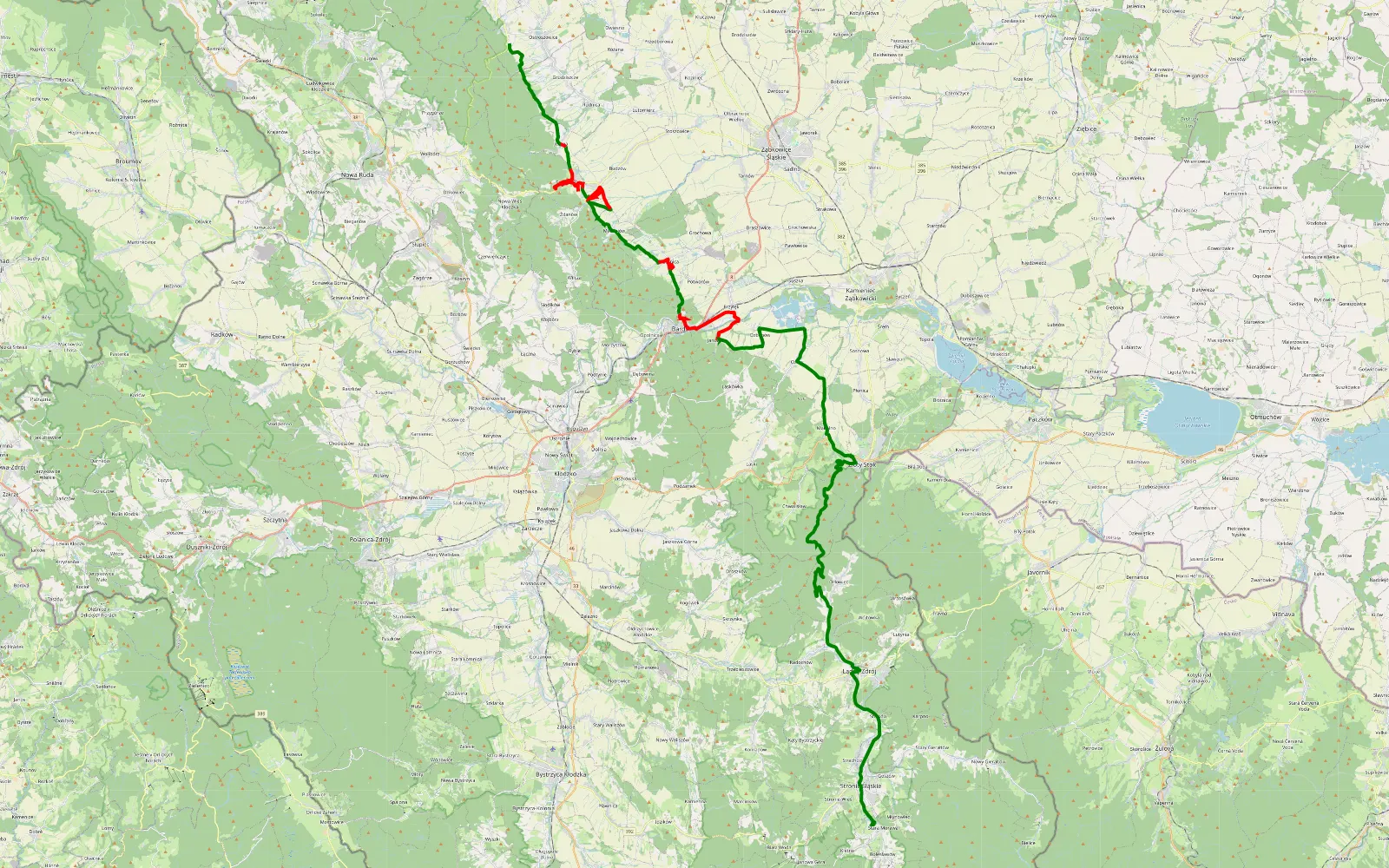 Map of Jodłownik - Stara Morawa - 38.9 km offroad trail, Ząbkowice Śląskie County