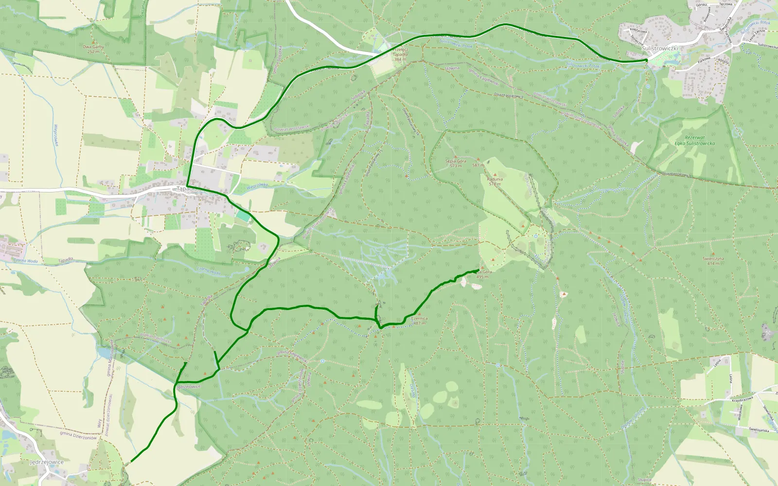 Map of Jędrzejowice - Sulistrowiczki - 7.5 km offroad trail, Dzierżoniów County
