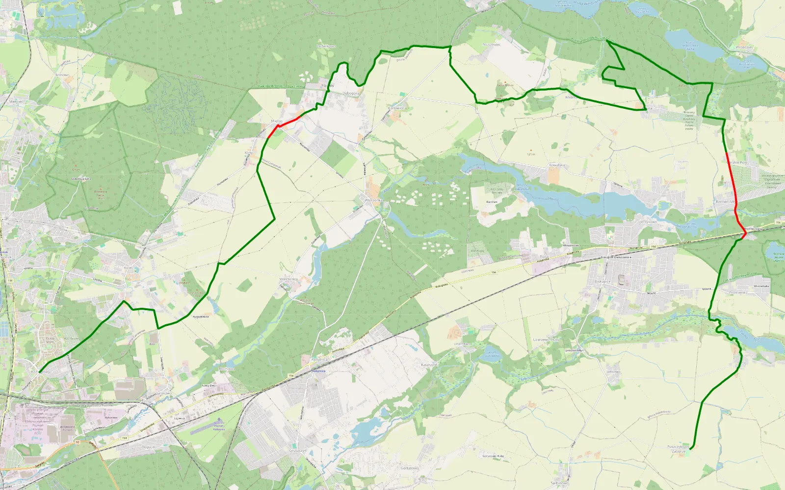 Mapa trasy Koziegłowy - Gwiazdowo by Miki - 29.9 km trasy offroad, Powiat Poznański