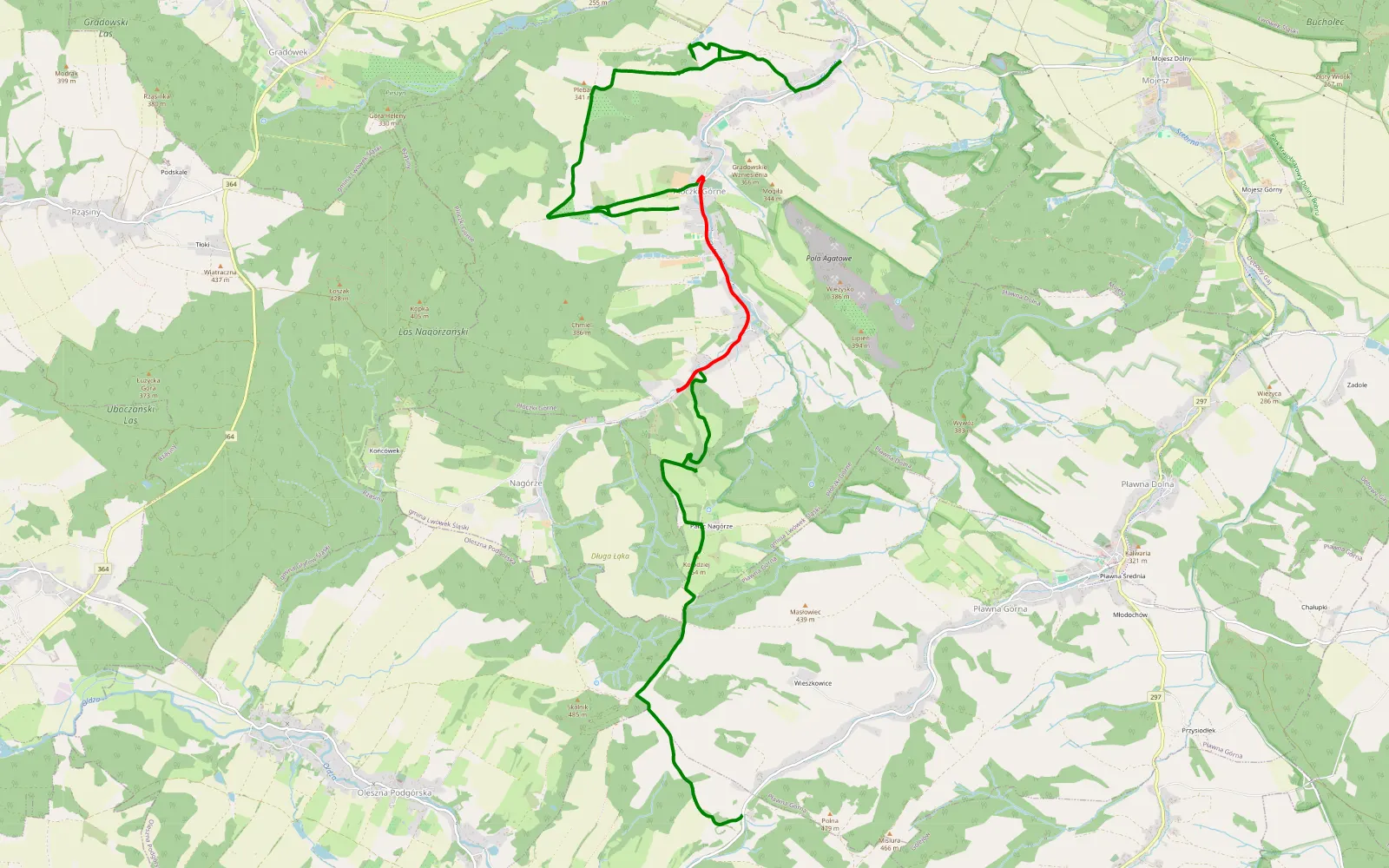 Mapa trasy Polsko2 - 18.2 km trasy offroad, Powiat Lwówecki