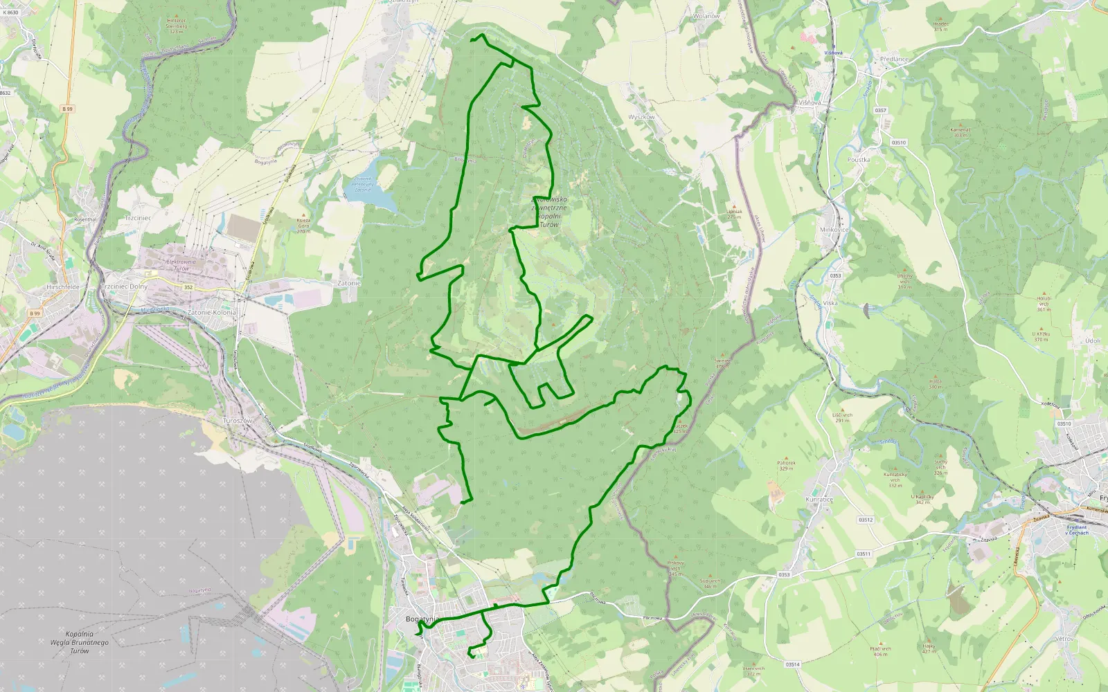 Map of Bogatynia - 27.5 km offroad trail, Zgorzelec County