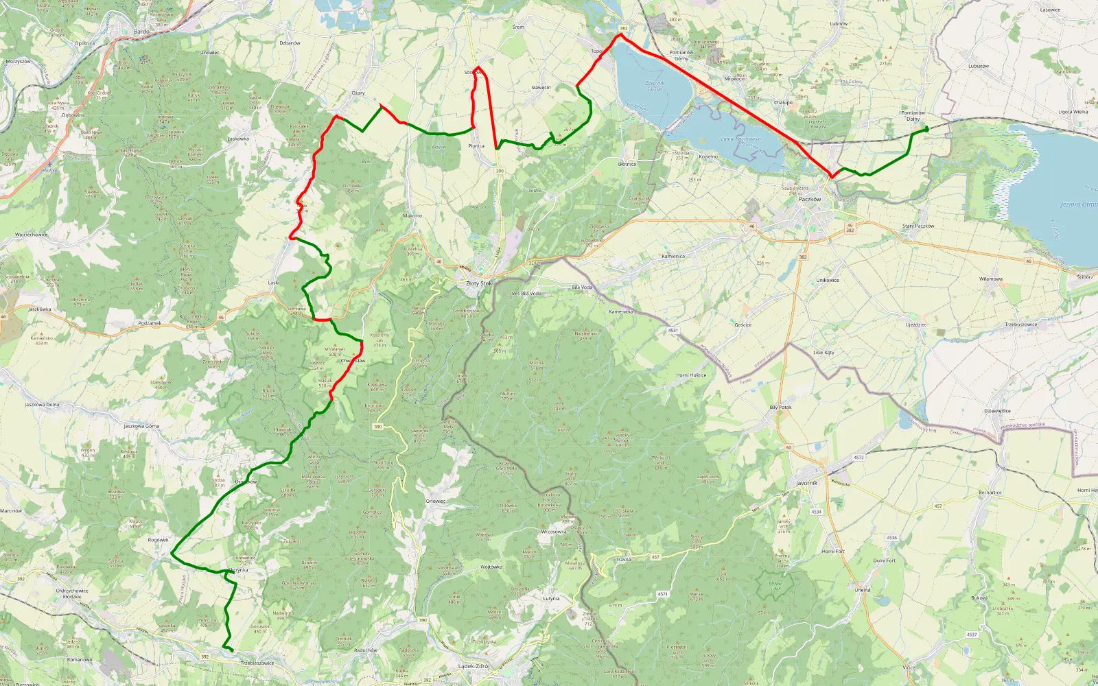 Map of Pomianów Dolny - Trzebieszowice - 41 km offroad trail, Ząbkowice Śląskie County