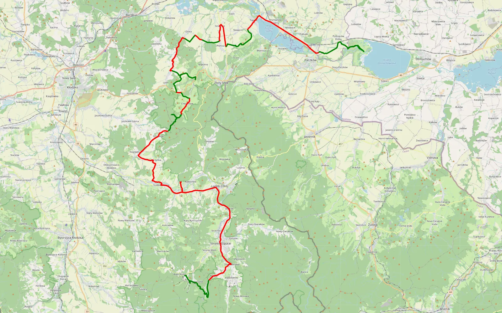 Map of Pomianów Dolny - Paczków - 86.9 km offroad trail, Ząbkowice Śląskie County