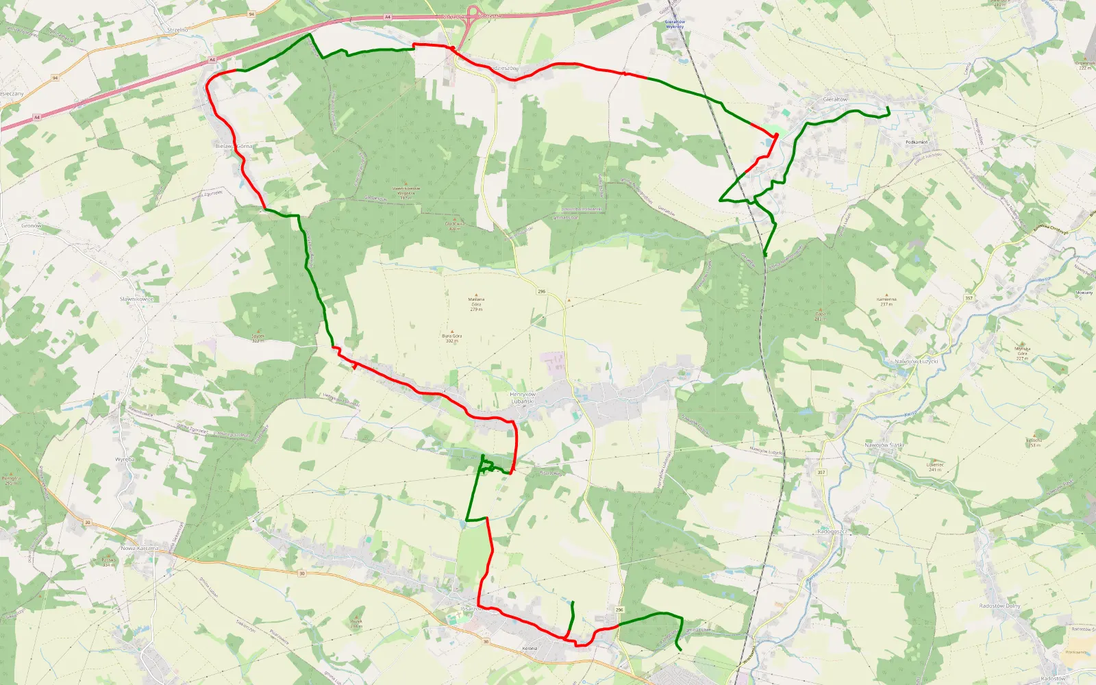 Map of Niedziela wielkiego - 28.4 km offroad trail, Lubań County