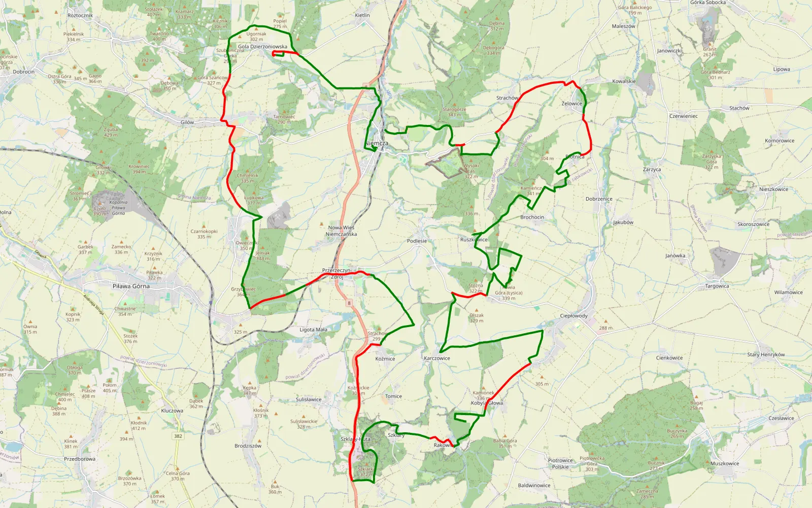 Map of Zlot - spotkanie czereśniowe Niemcza czerwiec 2019 - 61.1 km offroad trail, Ząbkowice Śląskie County