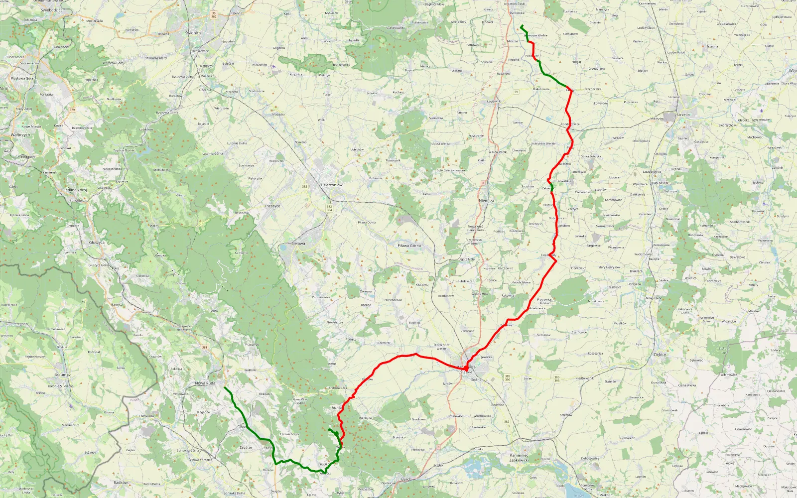 Map of Mleczna - Porabka - 58.1 km offroad trail, Ząbkowice Śląskie County