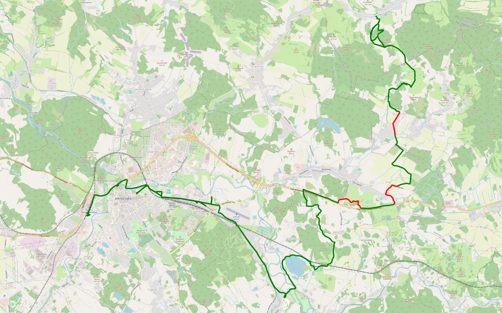 Map of Jelenia Góra - 18.5 km offroad trail, Jelenia Góra