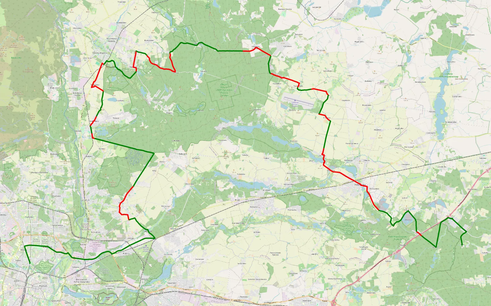 Map of Domi1 - 68.1 km offroad trail, Poznań County