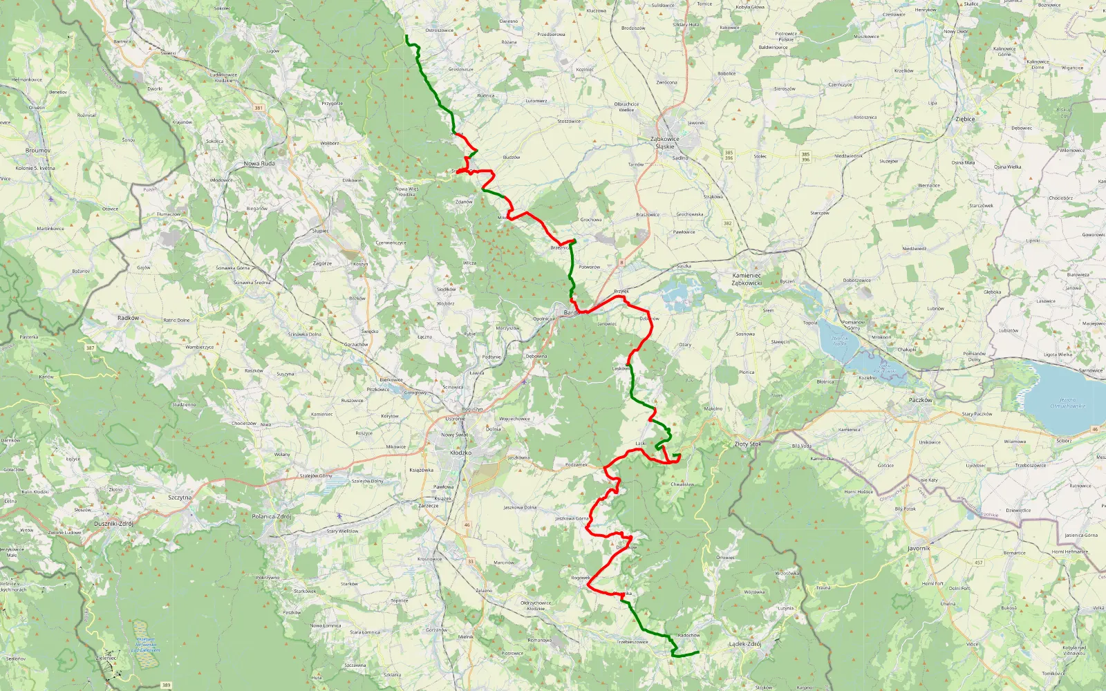 Map of Skowronki - Jodłownik - 66 km offroad trail, Ząbkowice Śląskie County