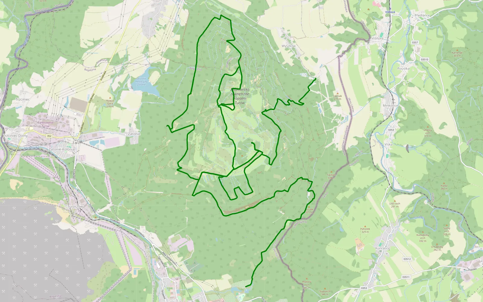 Map of Wiganice Żytawskie - Bogatynia - 34.7 km offroad trail, Zgorzelec County