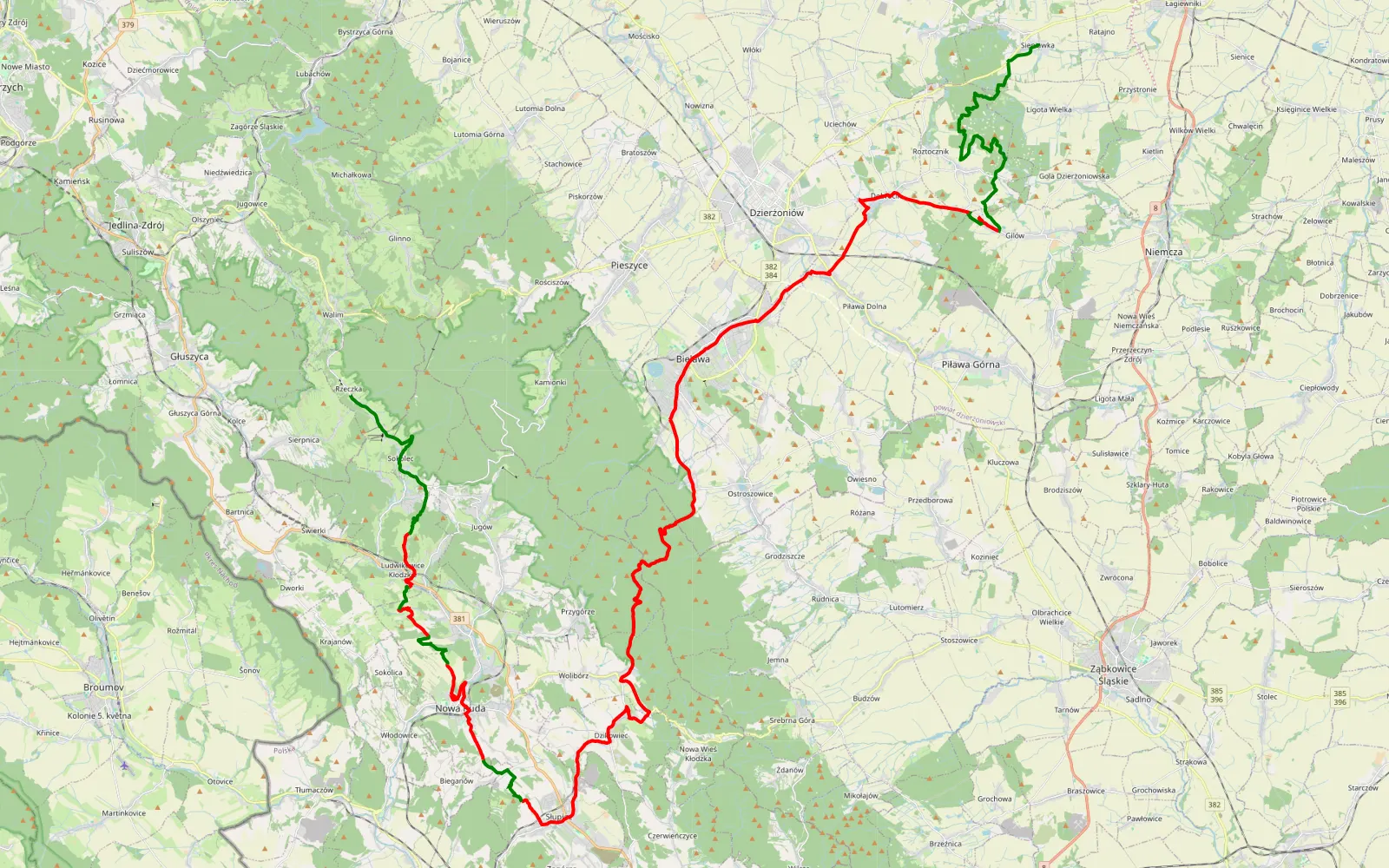 Map of Sieniawka - Rzeczka - 68.7 km offroad trail, Dzierżoniów County