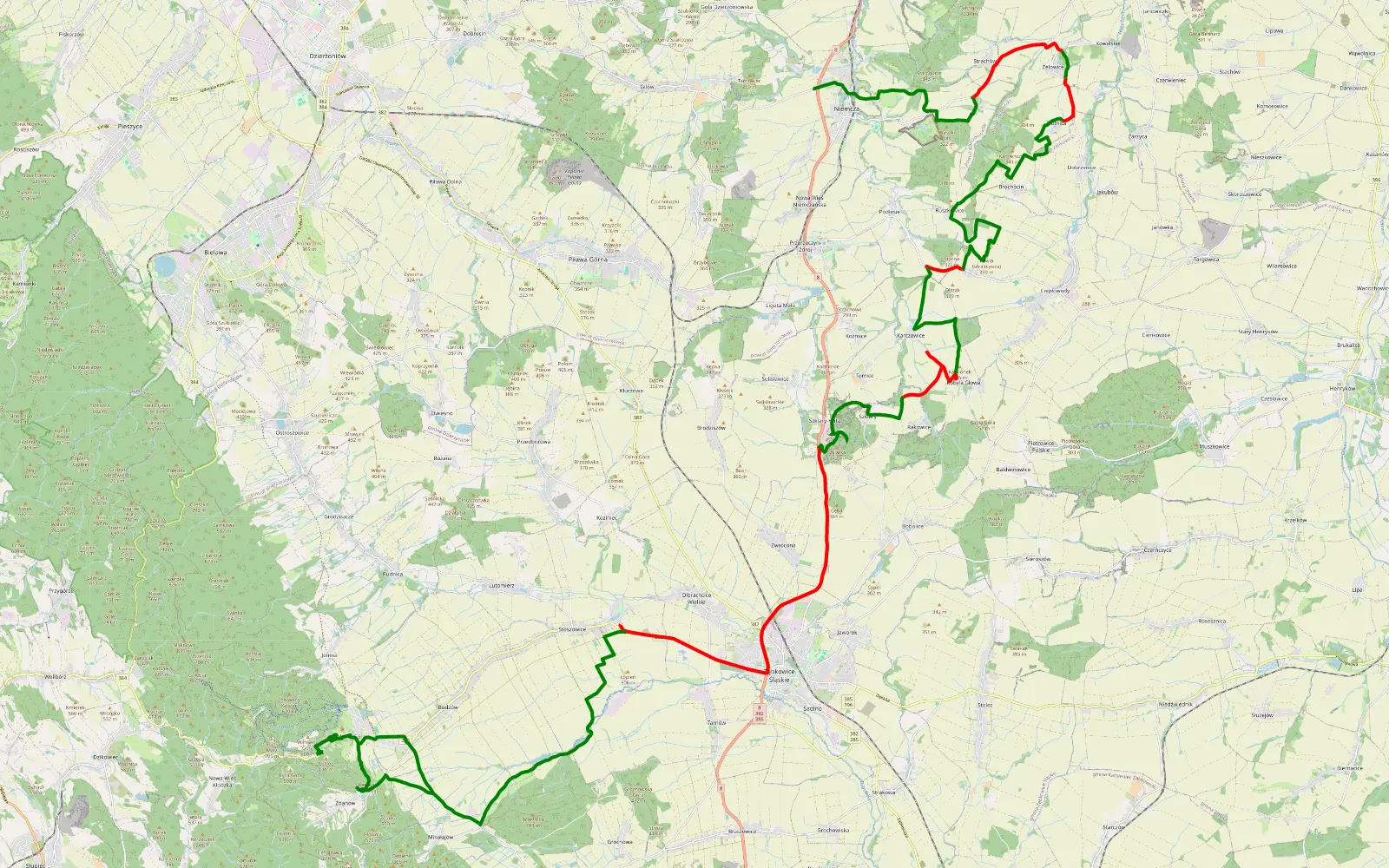 Map of Jasin - Mikołajow - 49.5 km offroad trail, Ząbkowice Śląskie County
