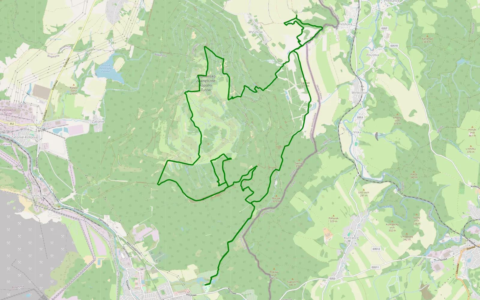Map of Bogatynia - 30.2 km offroad trail, Zgorzelec County