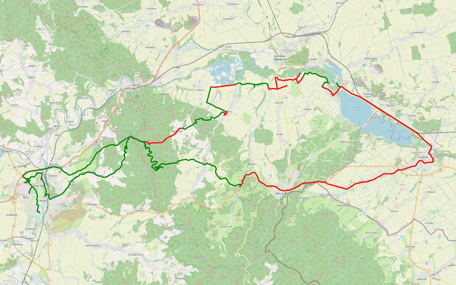 Map of Leszczyny - Kłodzko - 67.2 km offroad trail, Ząbkowice Śląskie County