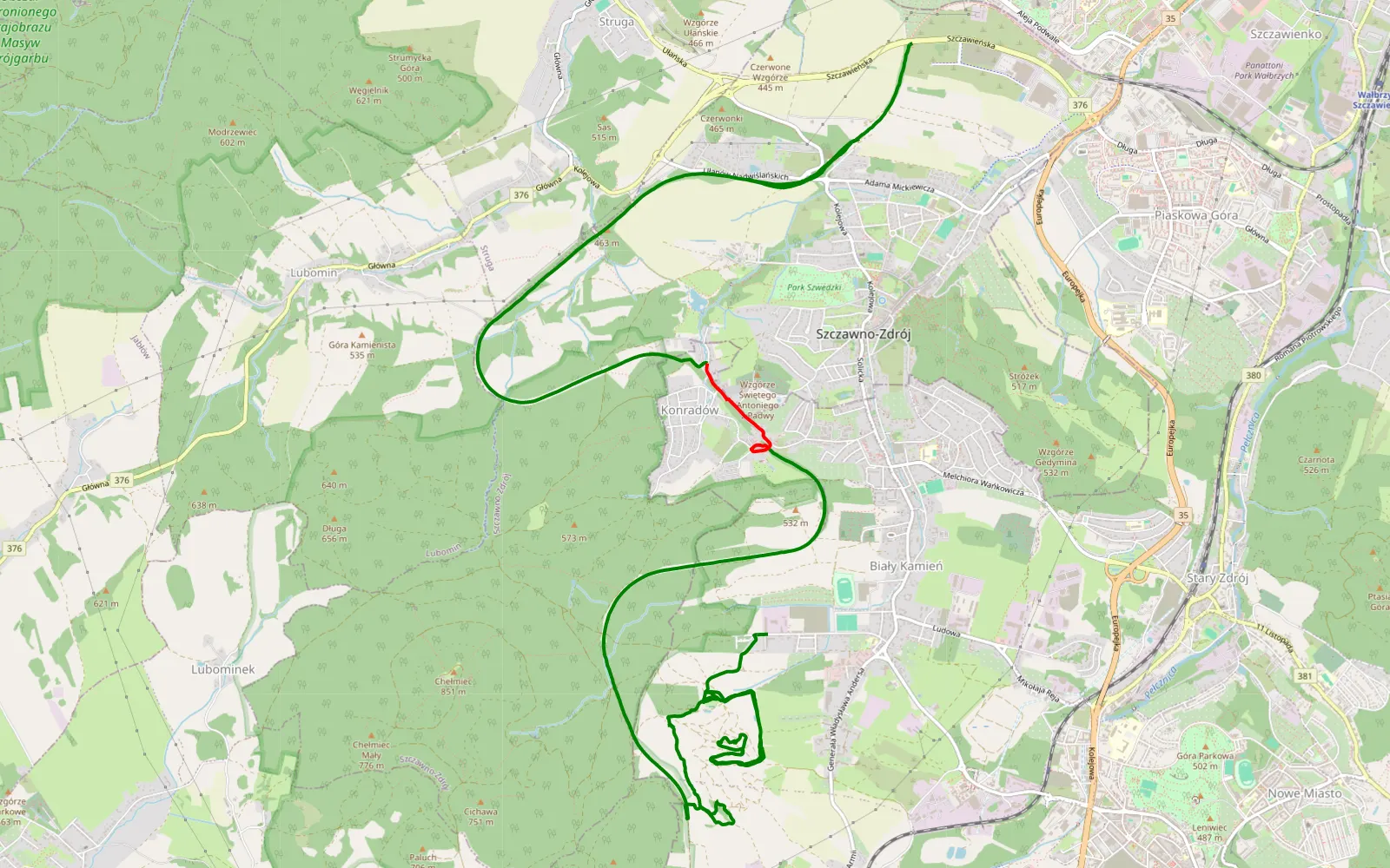 Map of Hałda - 19.2 km offroad trail, Wałbrzych