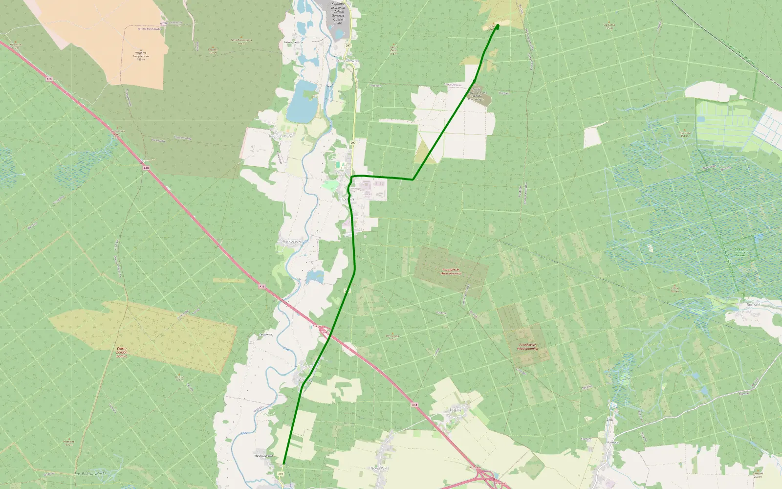 Map of Dąbrowa Bolesławiecka - Stara Oleszna - 2.1 km offroad trail, Bolesławiec County