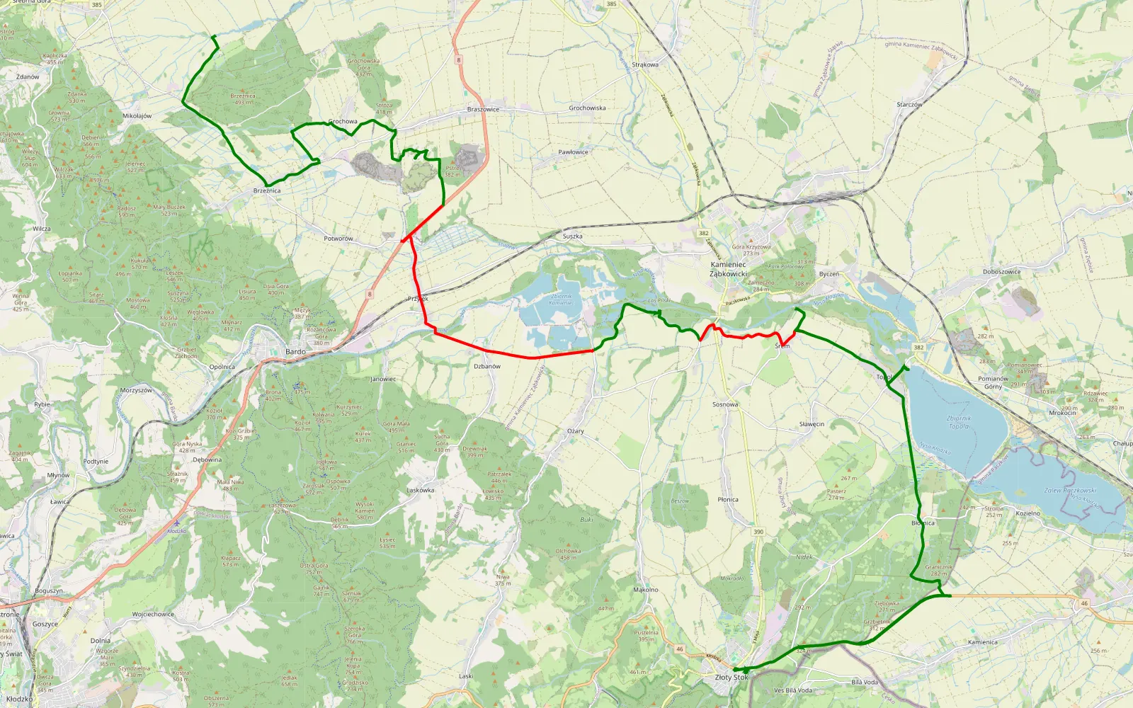 Map of PL - Srebrna Góra - Zlaotu Stok - 22.7 km offroad trail, Ząbkowice Śląskie County