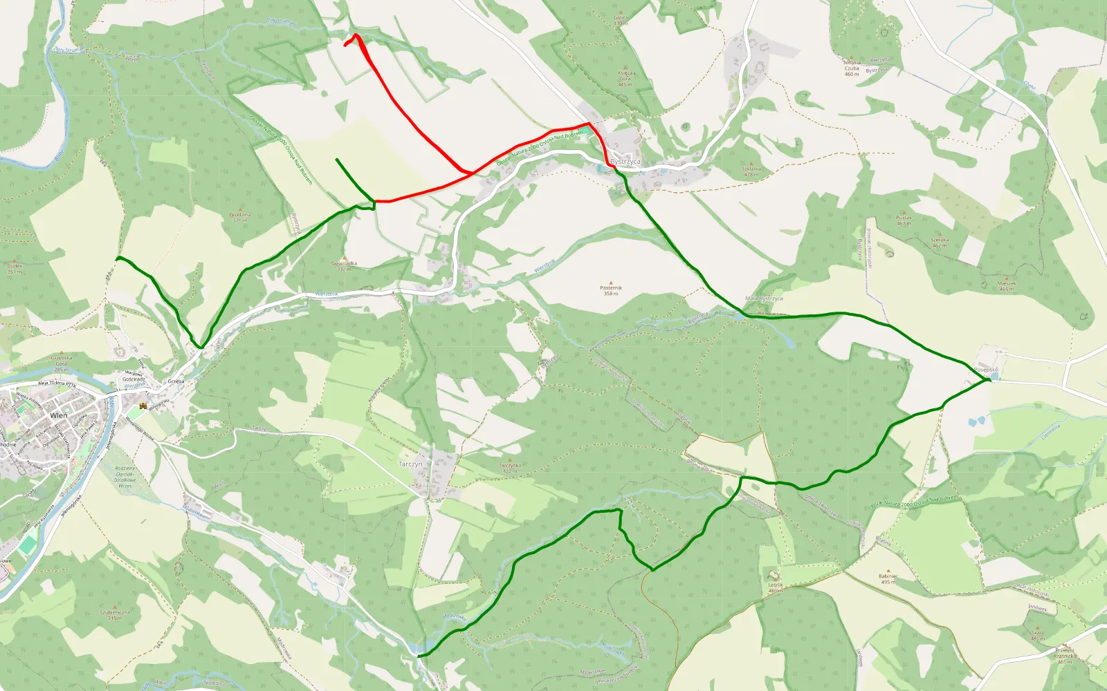 Map of Tarczyn - Gosciradz do modrzewi - 15.1 km offroad trail, Lwówek Śląski County